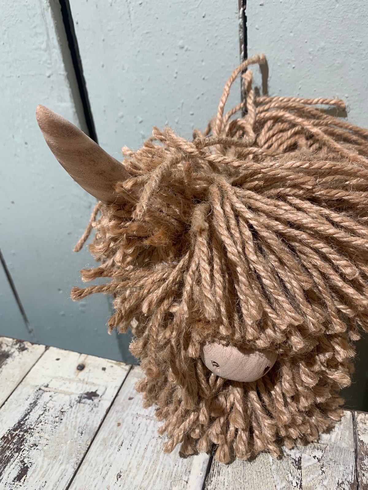 Ailsa Mini Wall Mounted Cow | Jute Natural