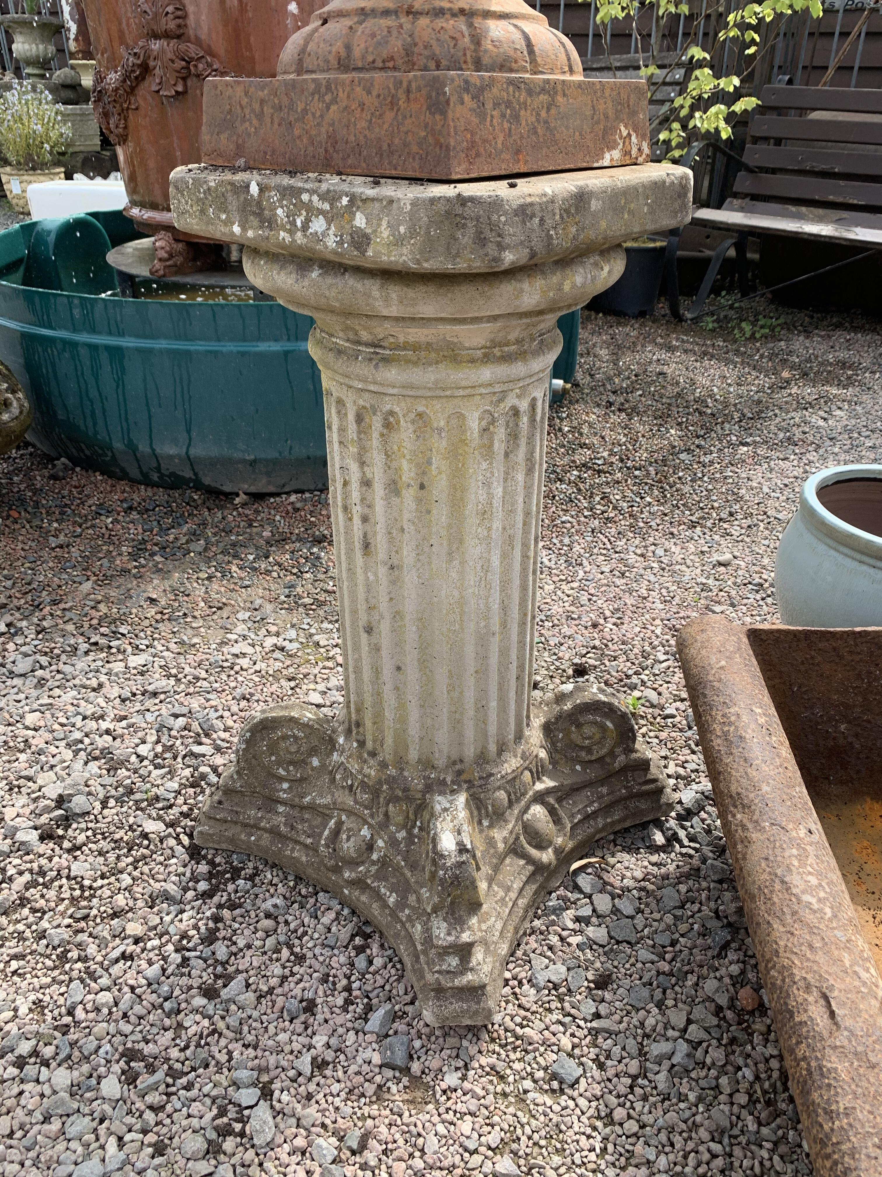 Antique Pair Cast Iron Urns on Decorative Plinths