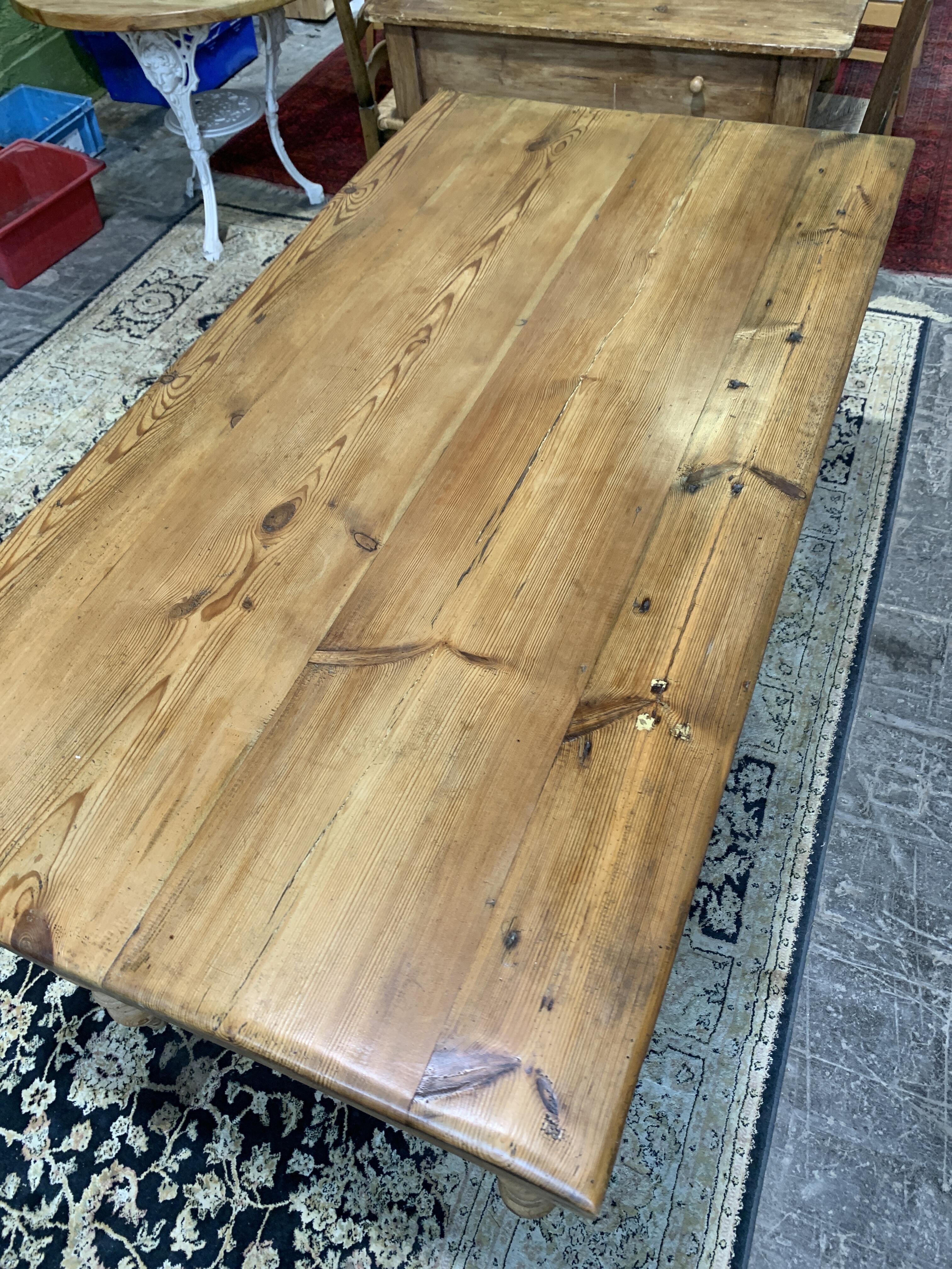 Antique Pine Table with Turned Legs