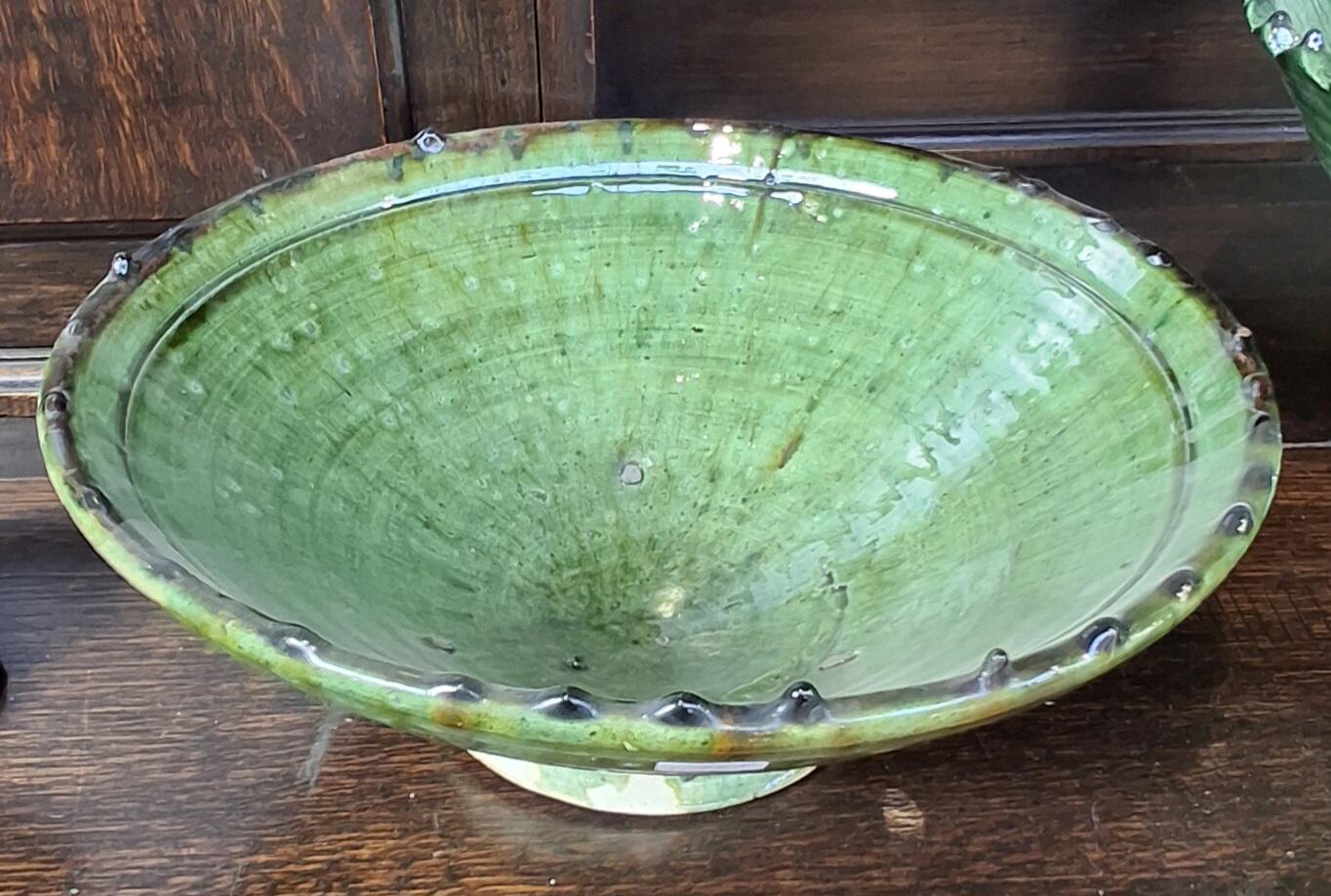 Vintage Tamegroute Green Large Fruit Bowl