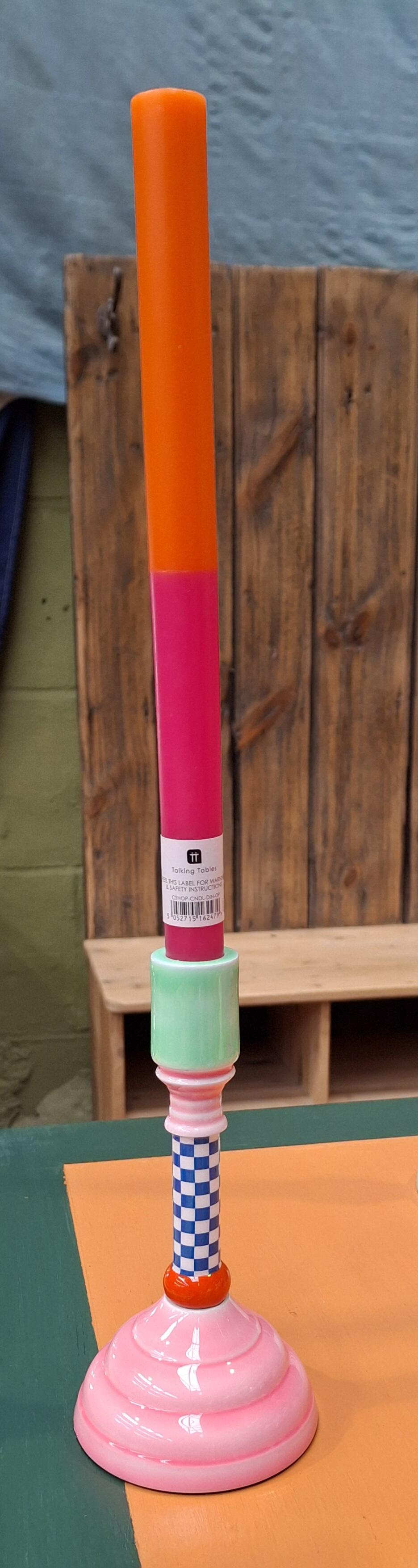 Colourful Enamel Candle Holder, 18cm