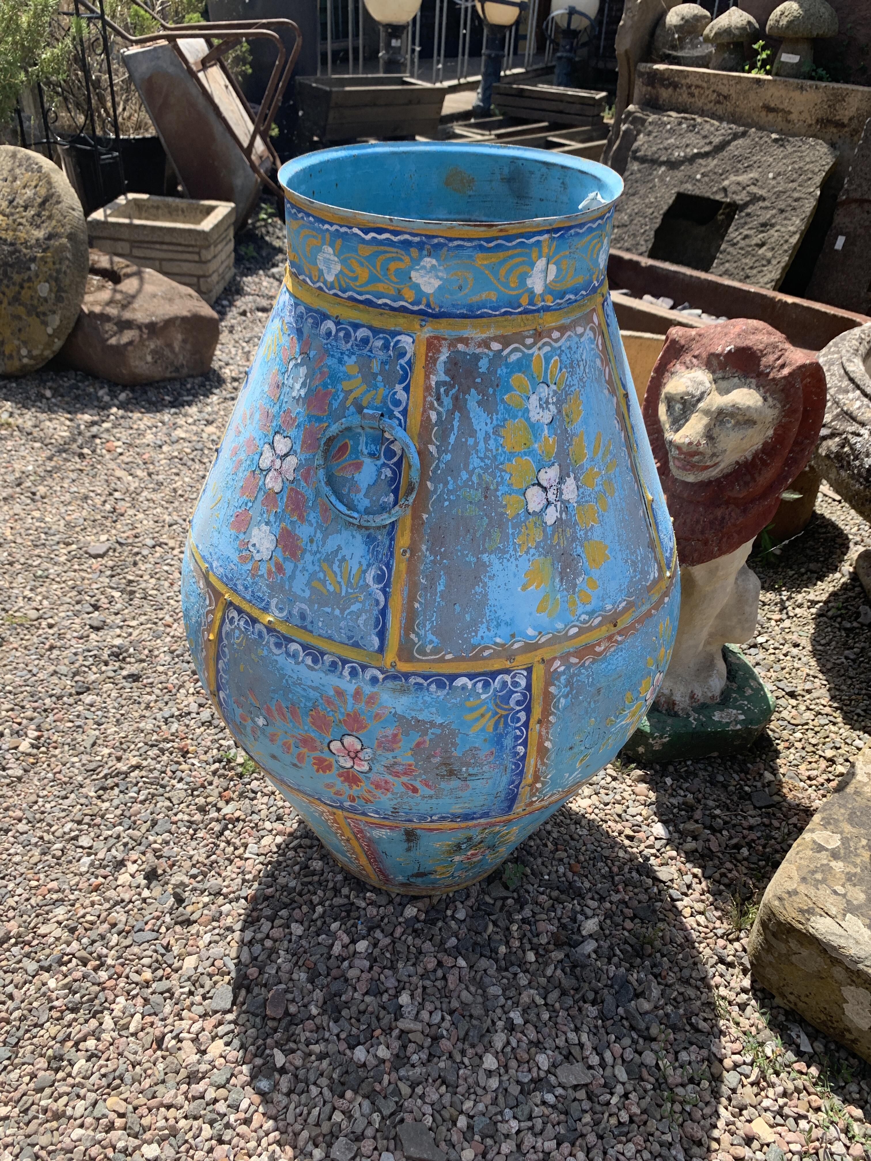 Charming Small Painted Blue Pot