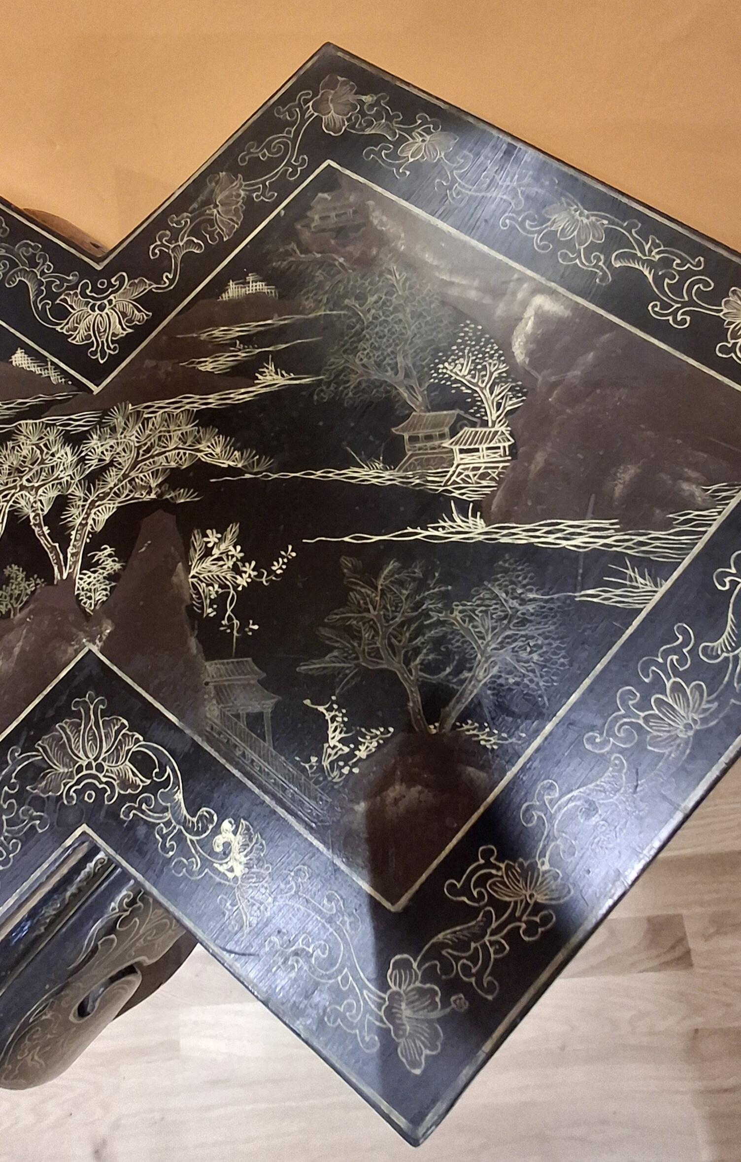 Vintage Black Chinoiserie Table PP82796