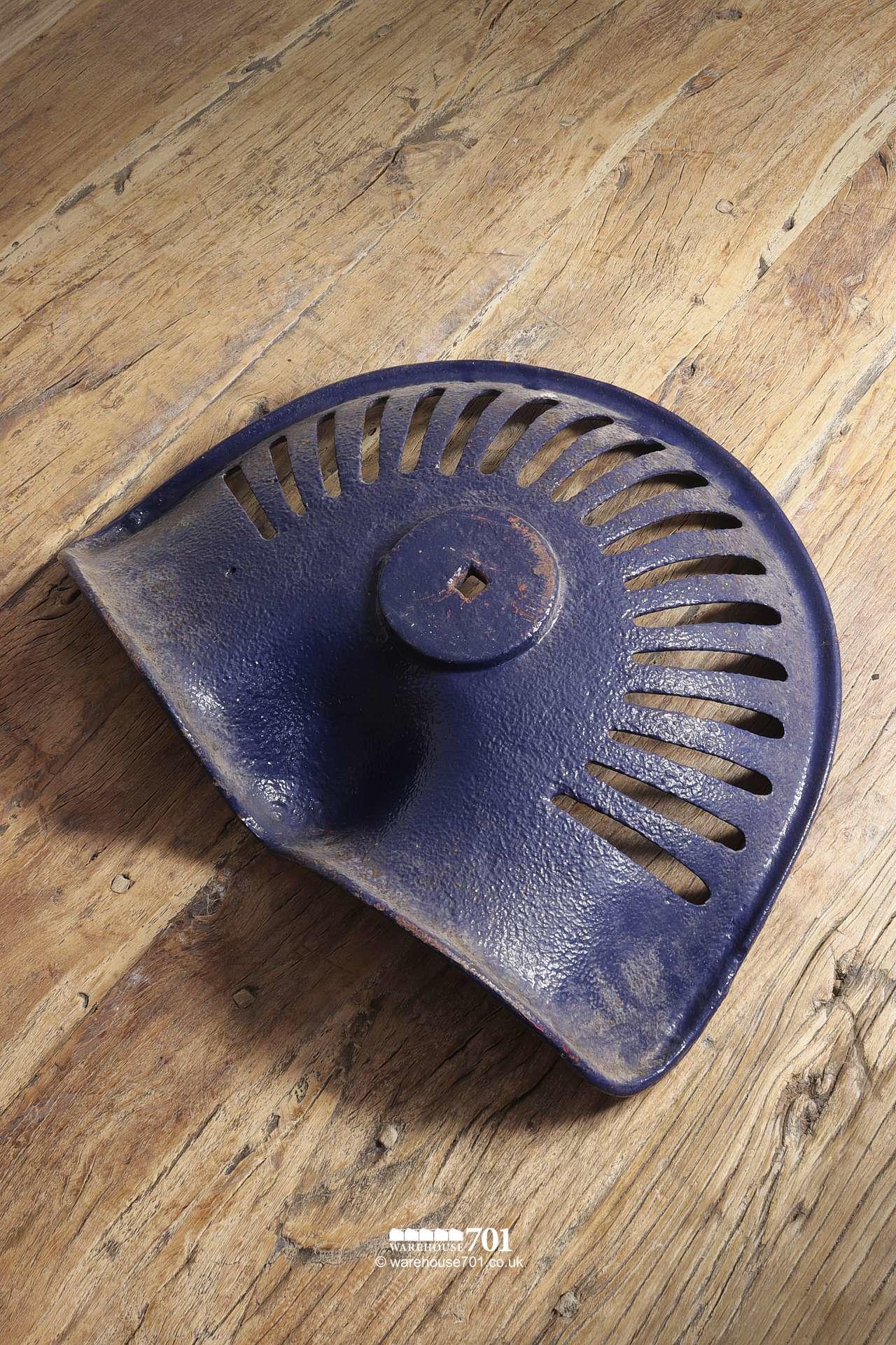 Early 20th Century Pierced Cast Iron Royal Blue Tractor Seat
