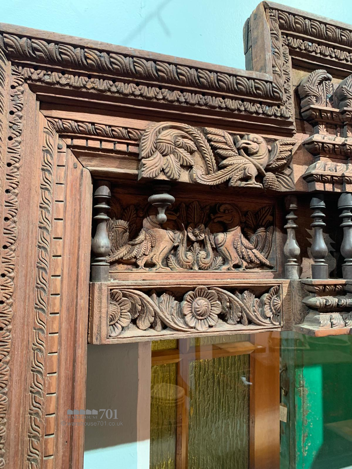 Large Indian carved hardwood Havali door frame