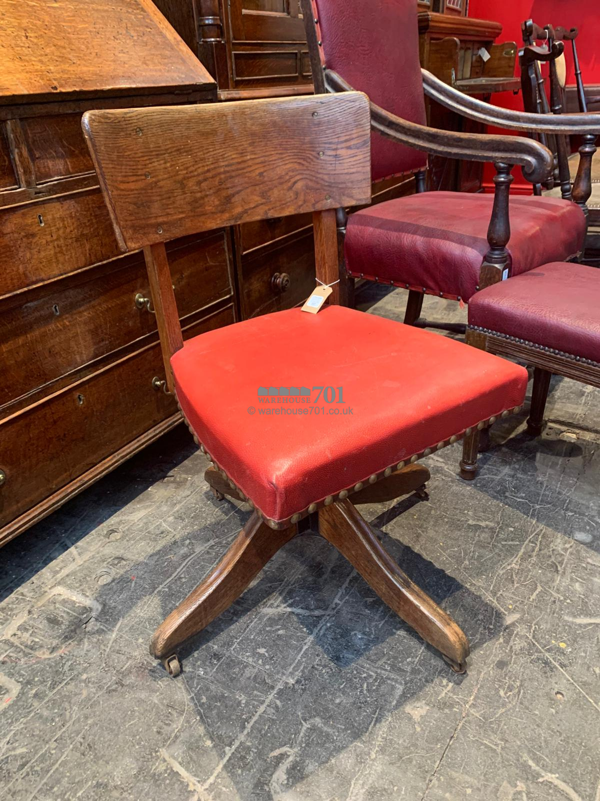 Antique oak swivel chair
