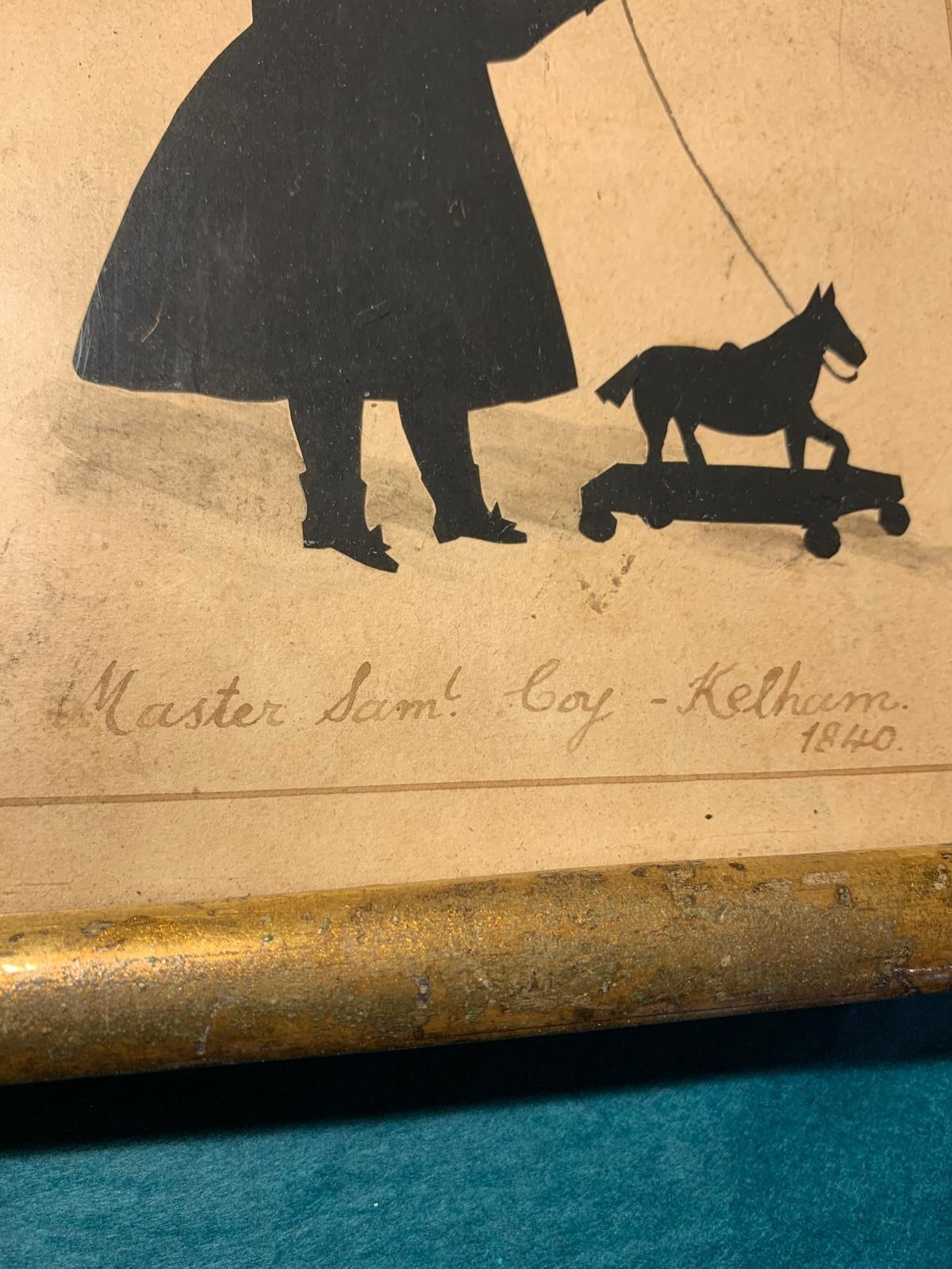 19th C silhouette Boy Pulling Horse