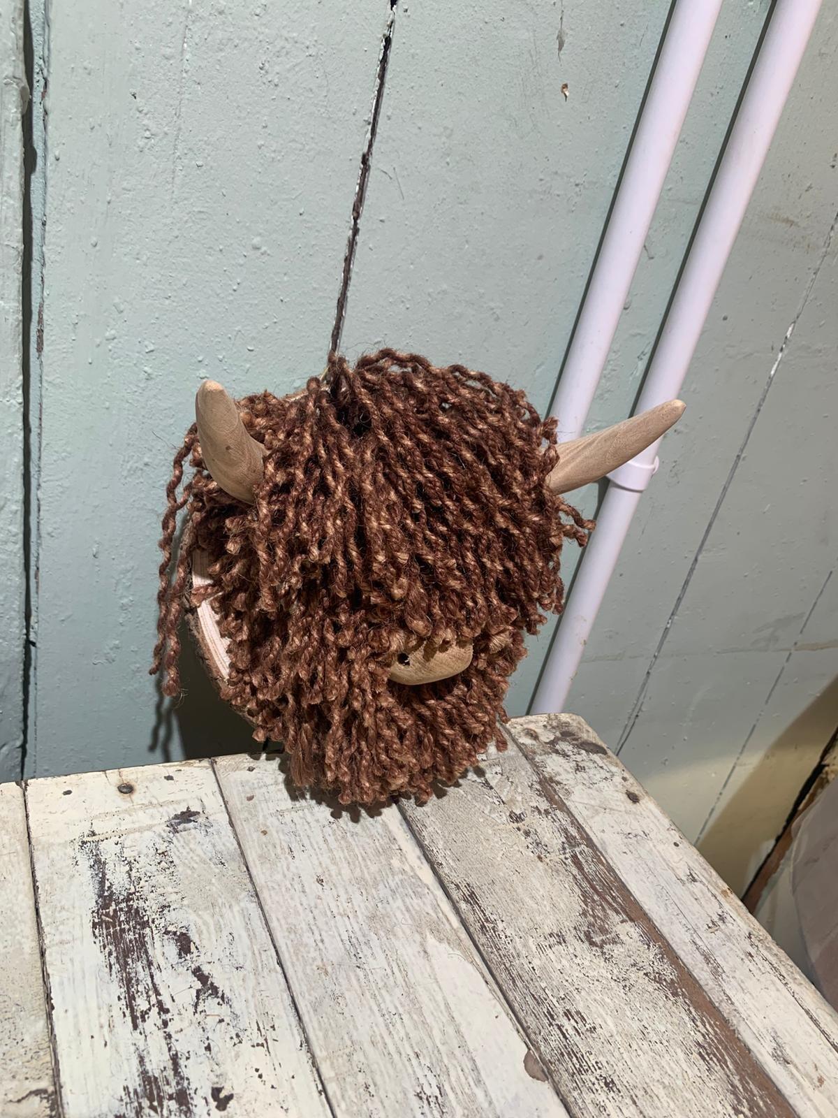 Ailsa Mini Wall Mounted Cow | Jute Brown