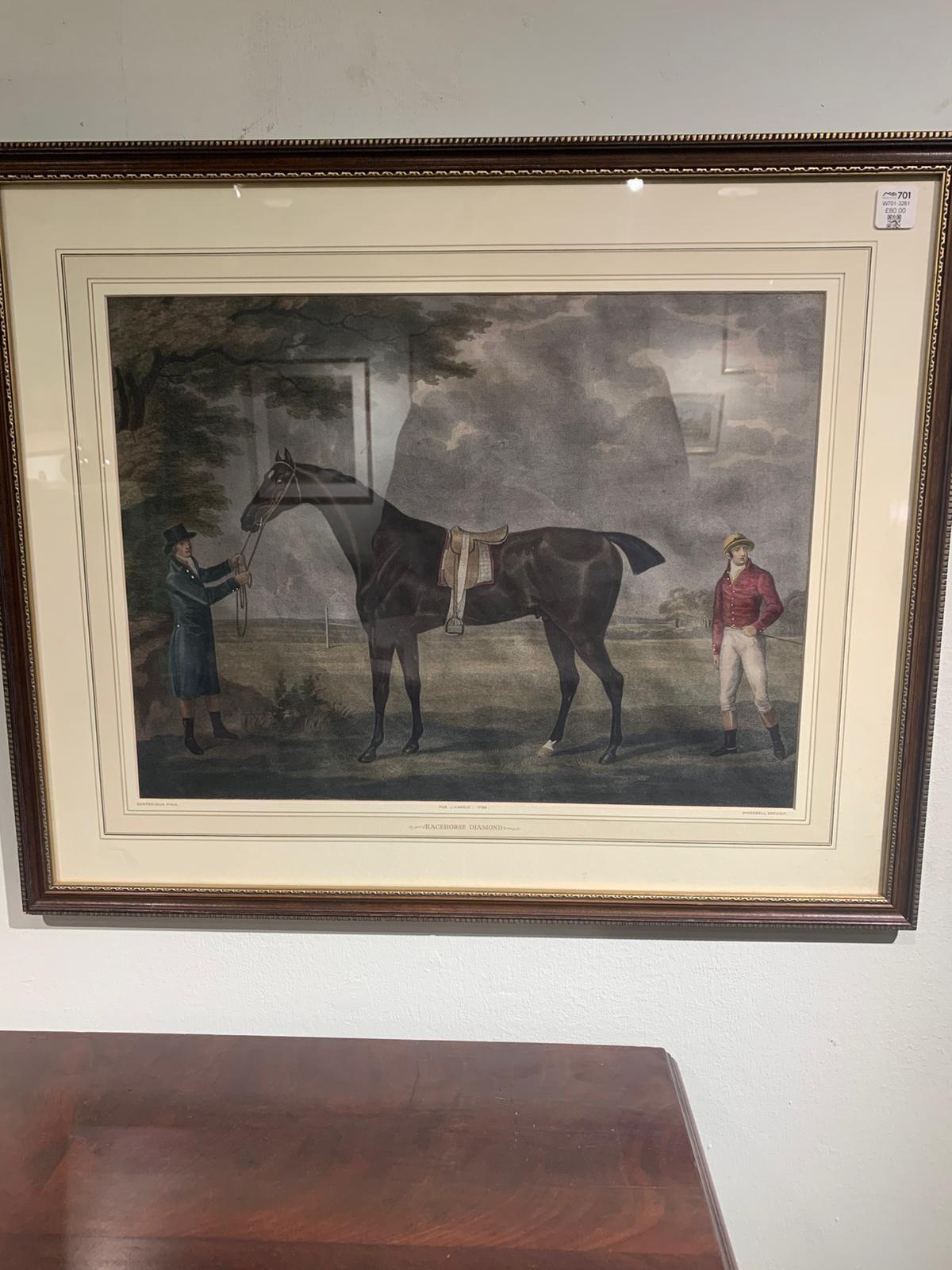 Antique print of Racehorse Diamond