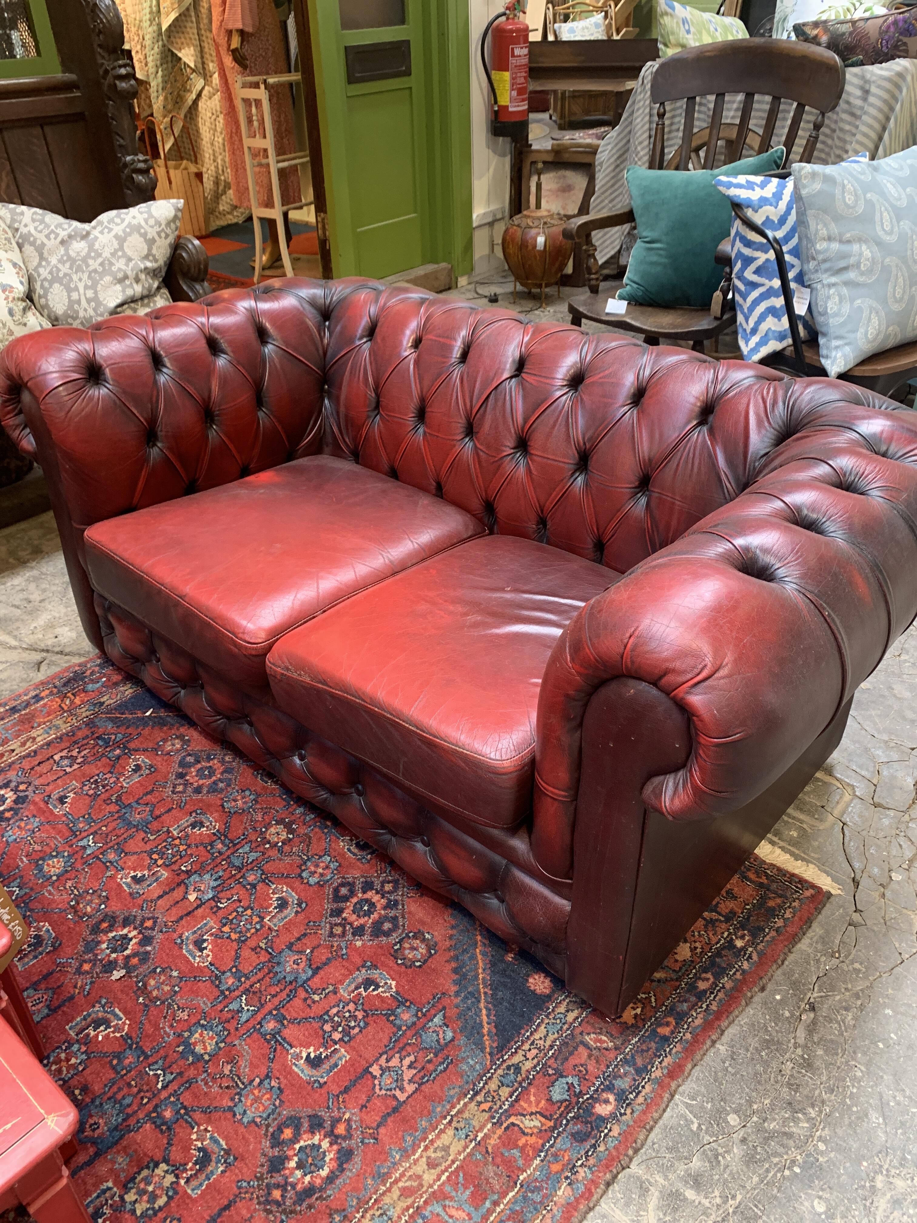 Vintage Red 2 Seat Chesterfield Sofa