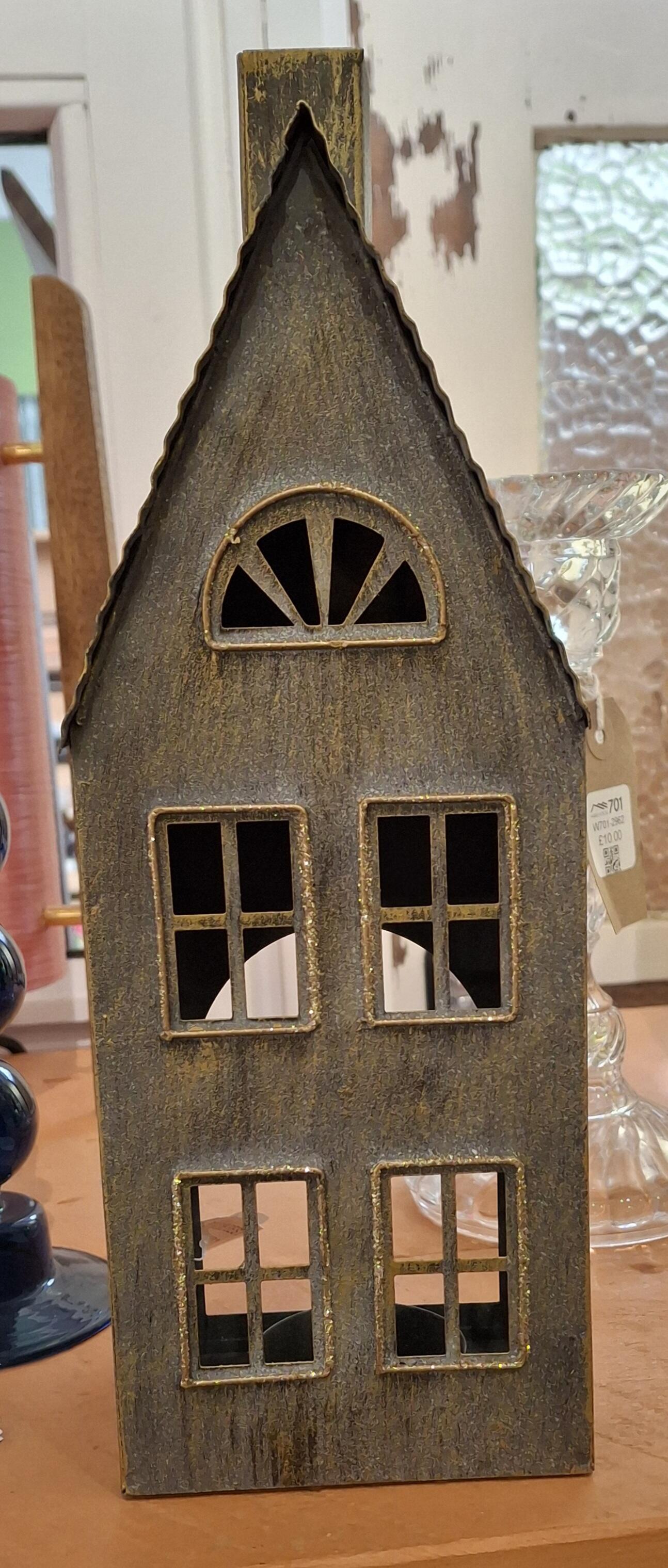 Large Nordic House Tealight Holder - Rustic Charm