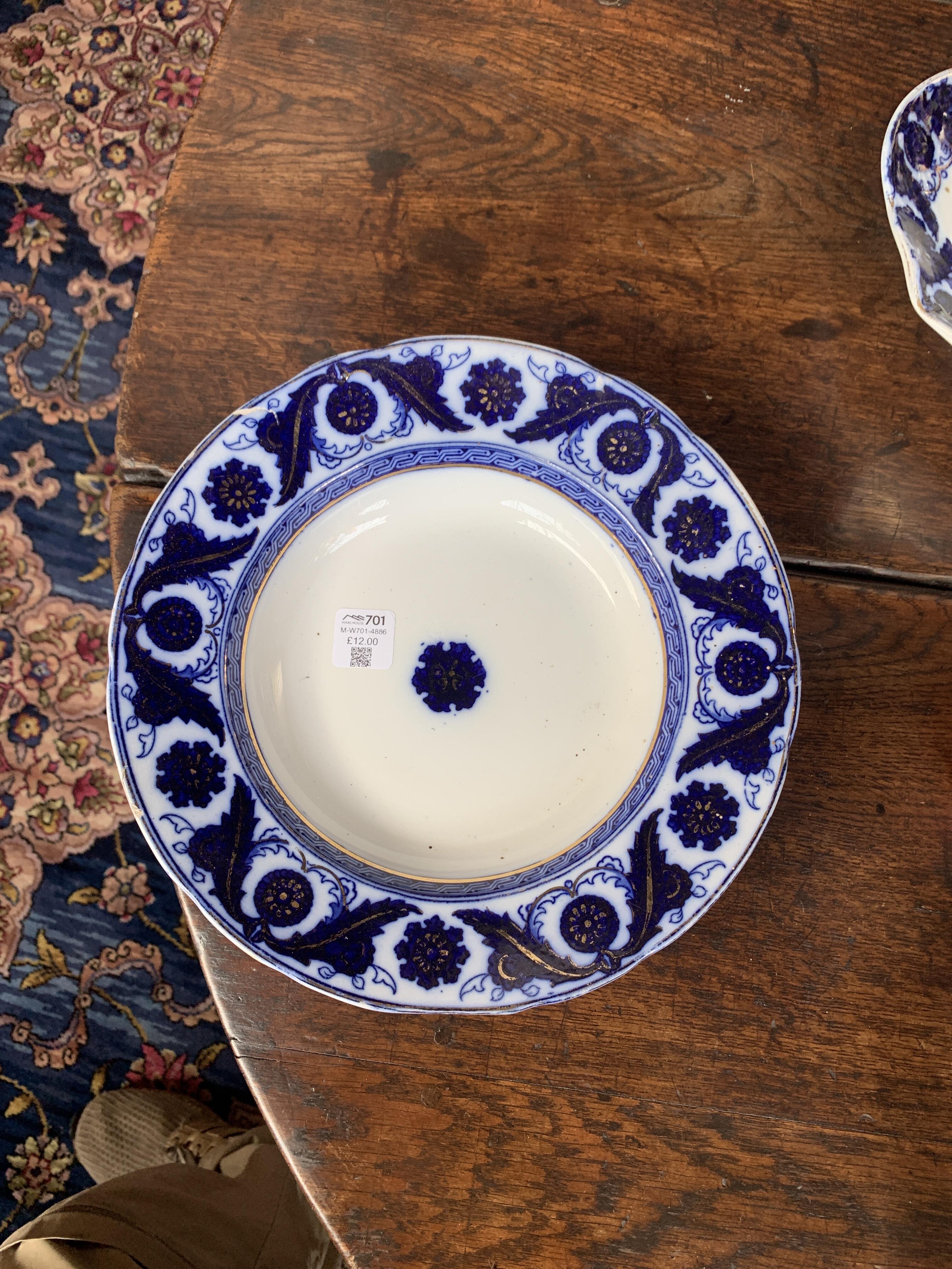 Antique Blue & White Soup Plate