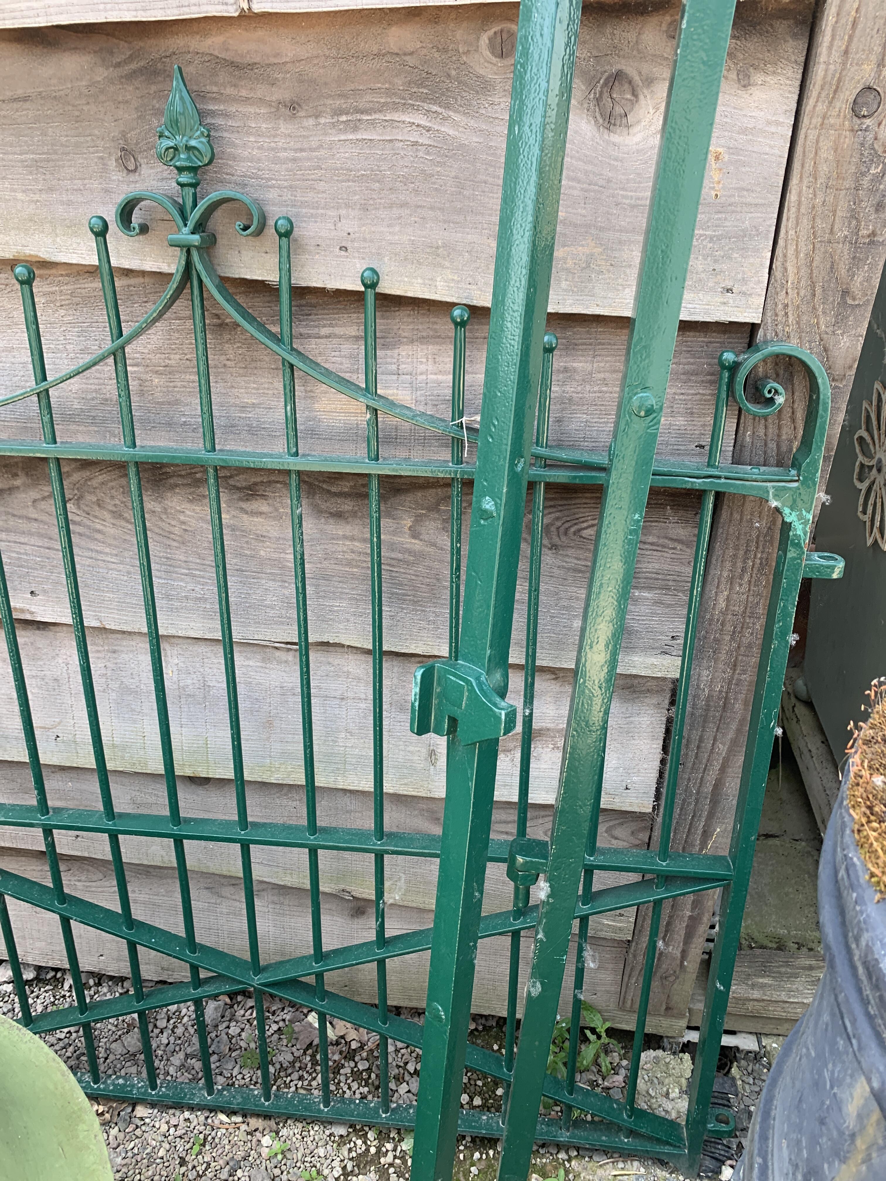 Reclaimed Green Wrought Iron Gate & Posts Set