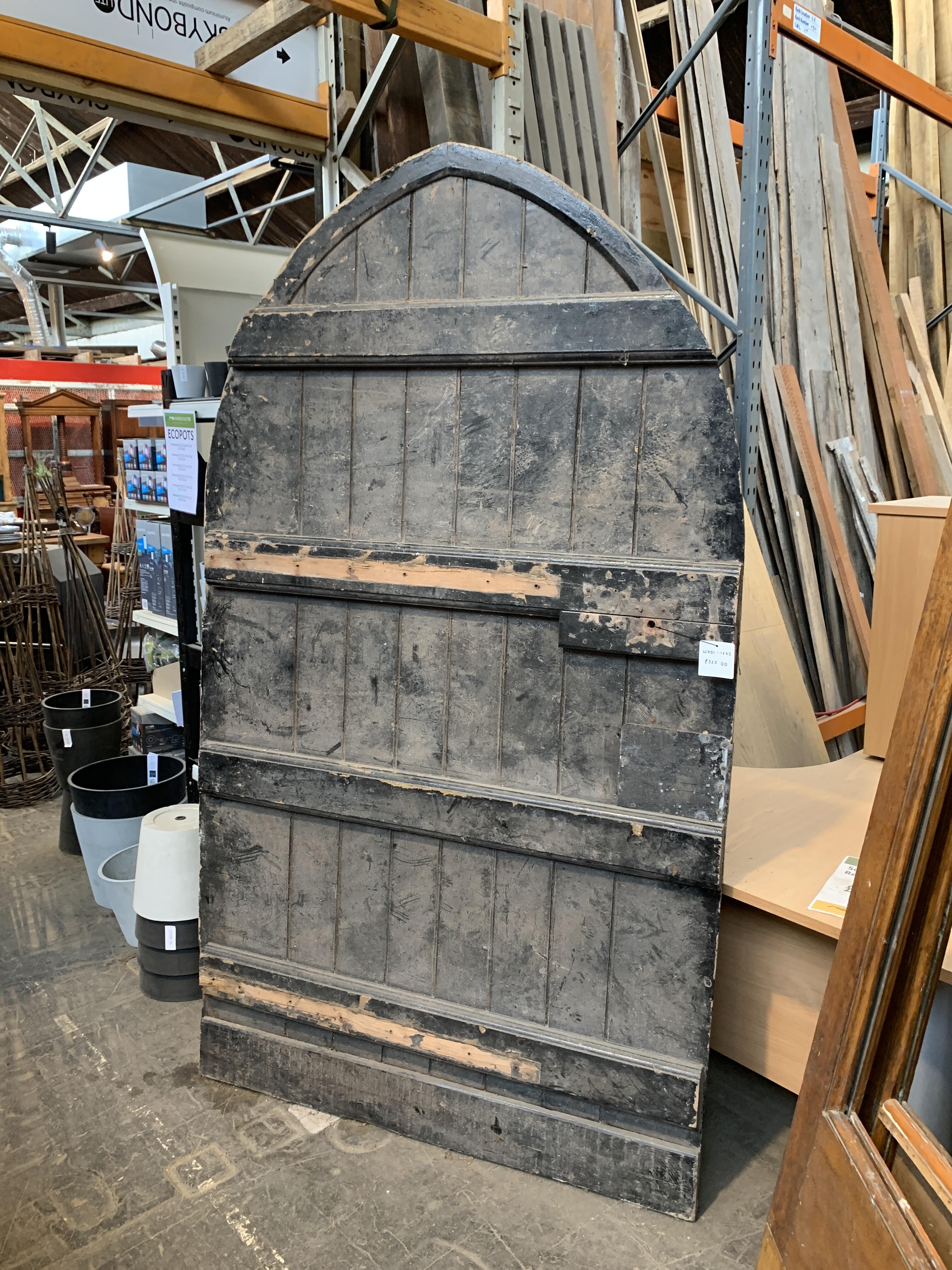 Reclaimed Gothic Black Painted Door
