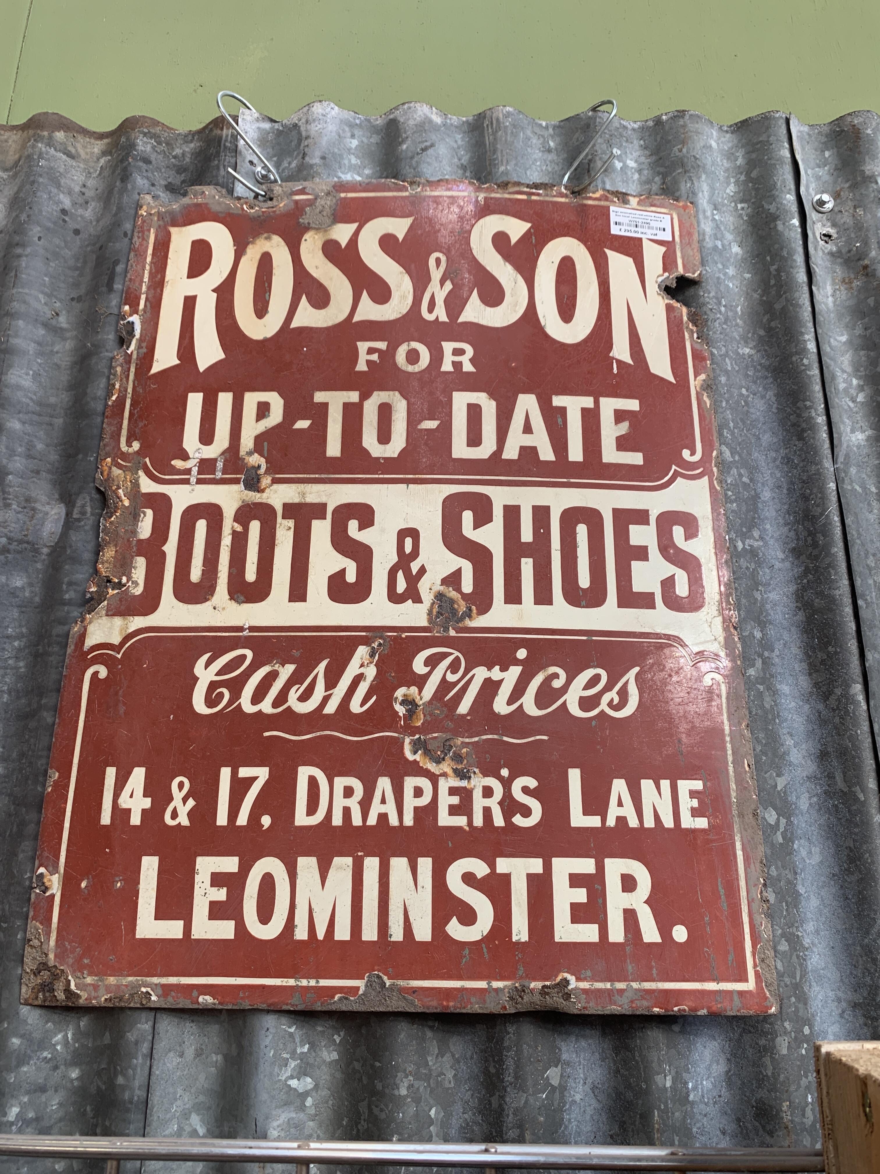 Vintage Enamel Sign Ross & Son Leominster
