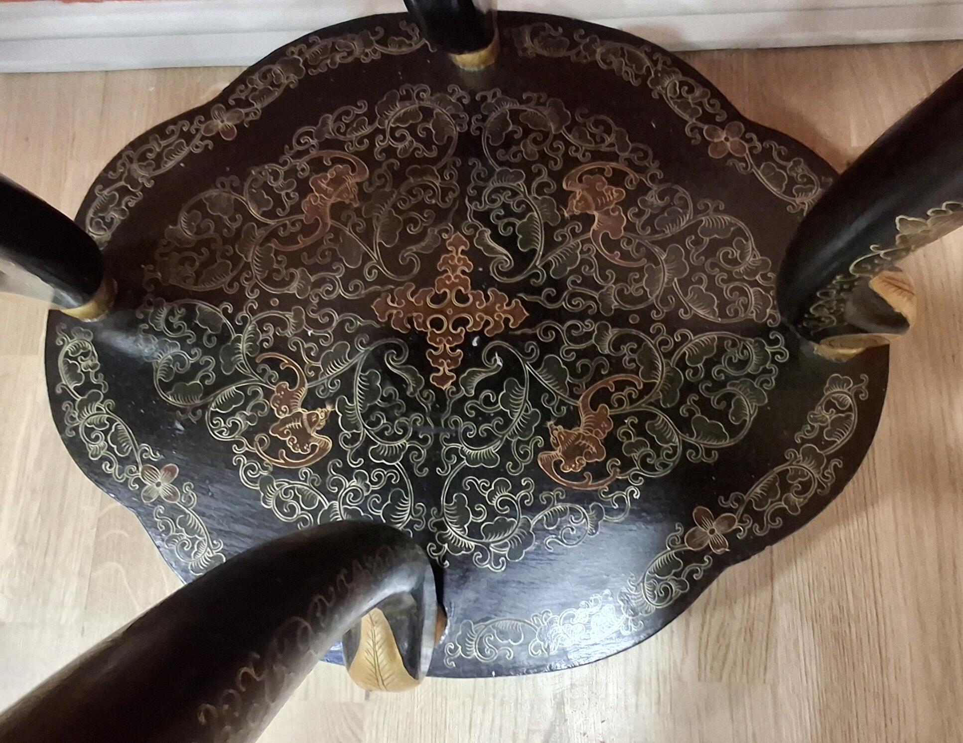Pair Vintage Chinoiserie Table with Intricate Detailing