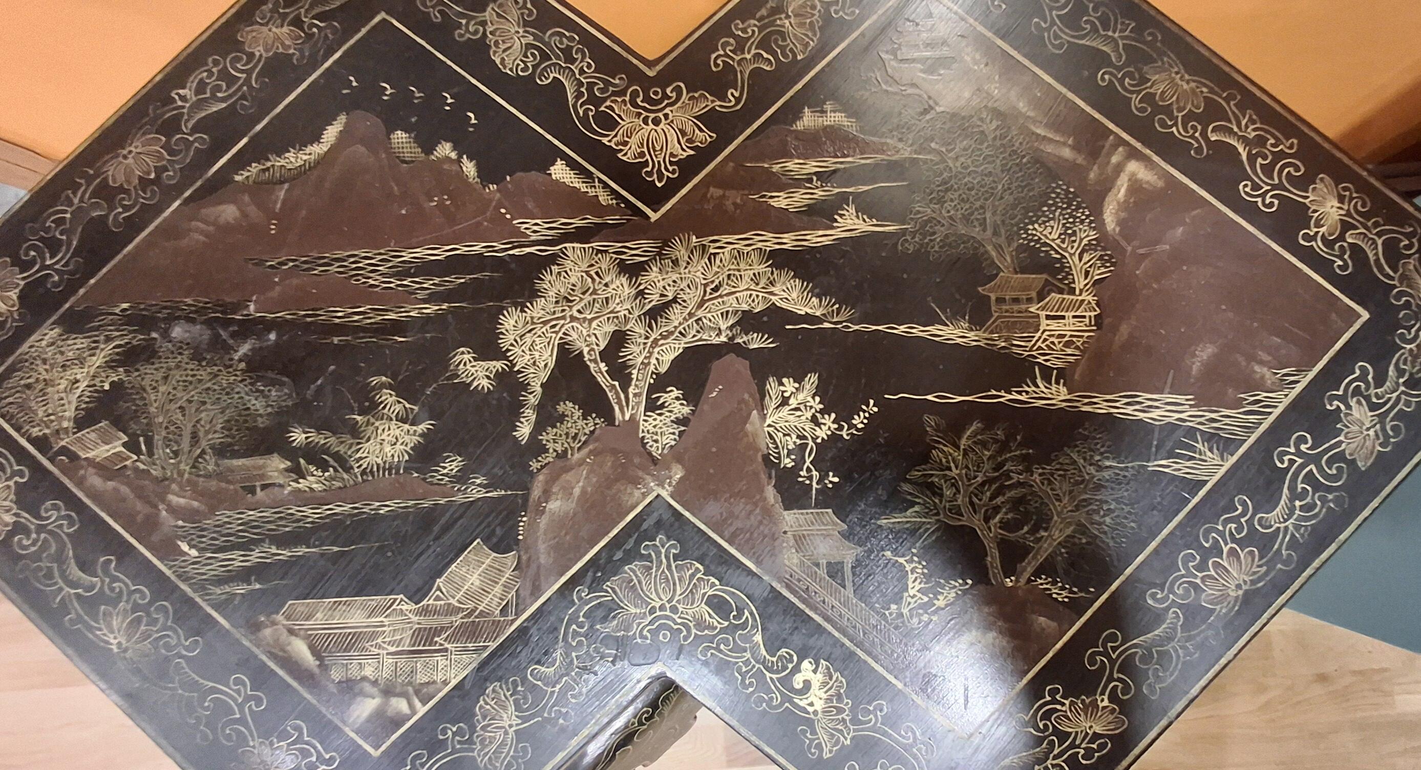 Vintage Black Chinoiserie Table PP82796