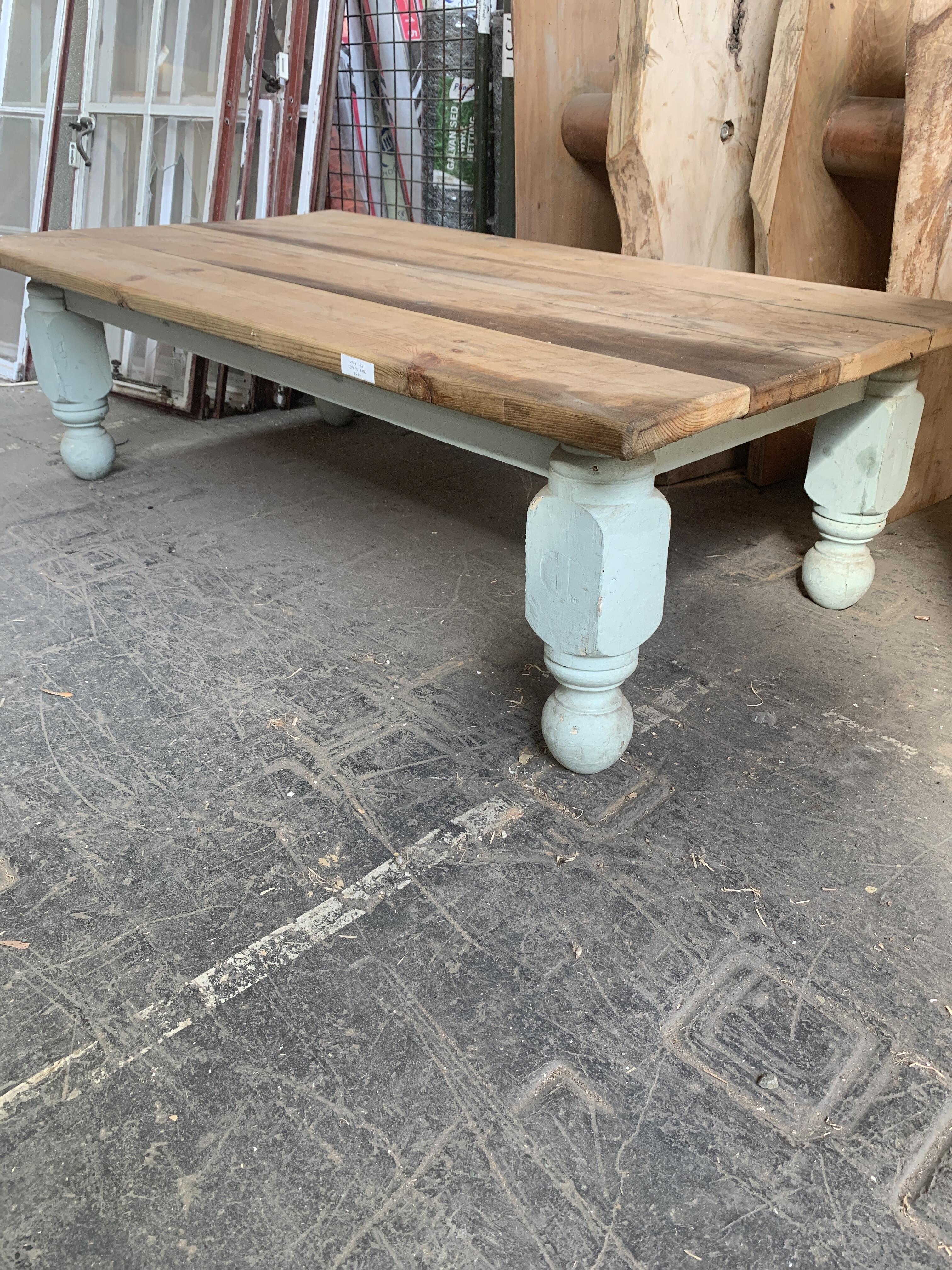Reclaimed Pine Coffee Table with Distressed Legs