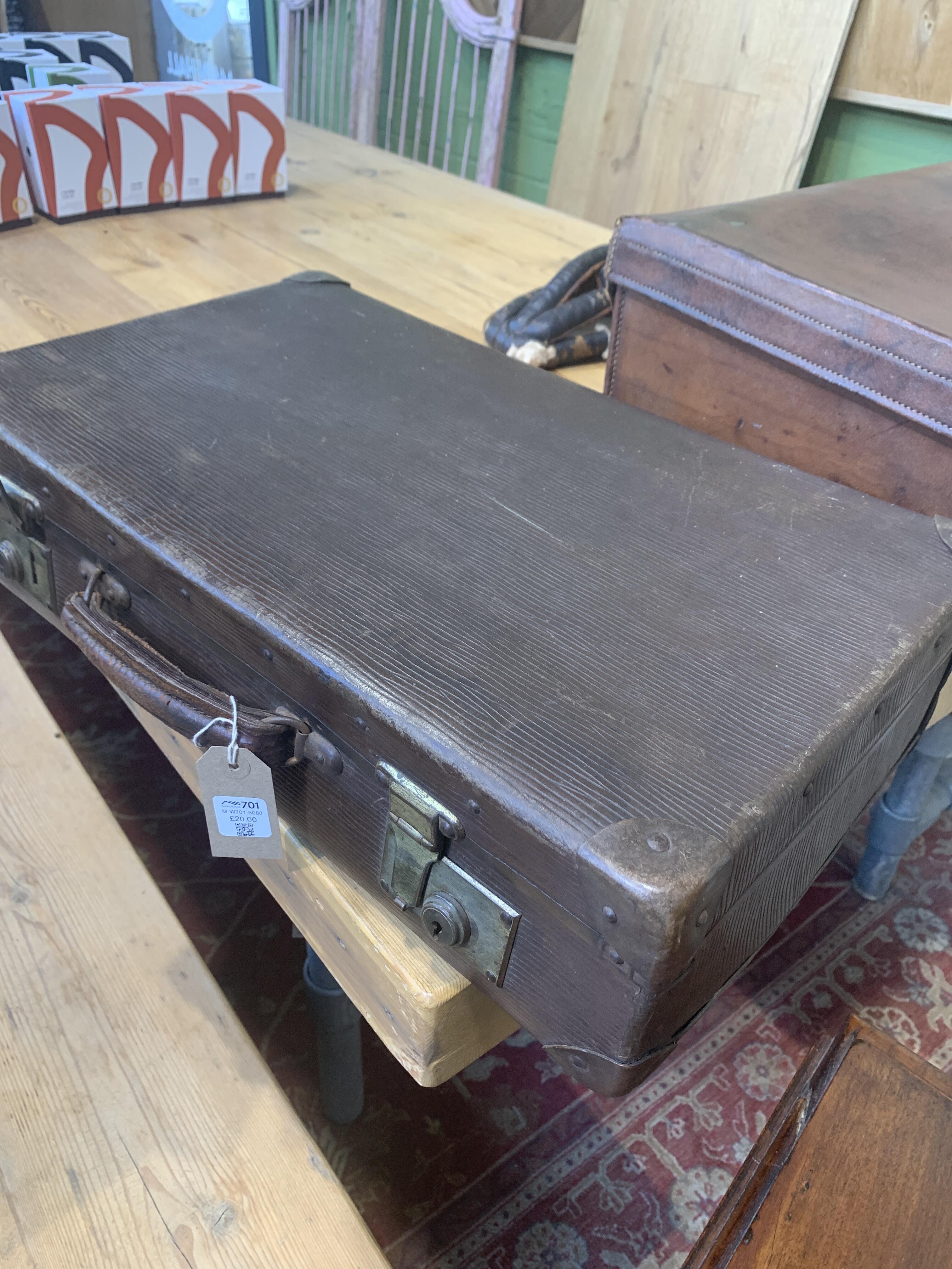 Vintage Brown Suitcase with Character