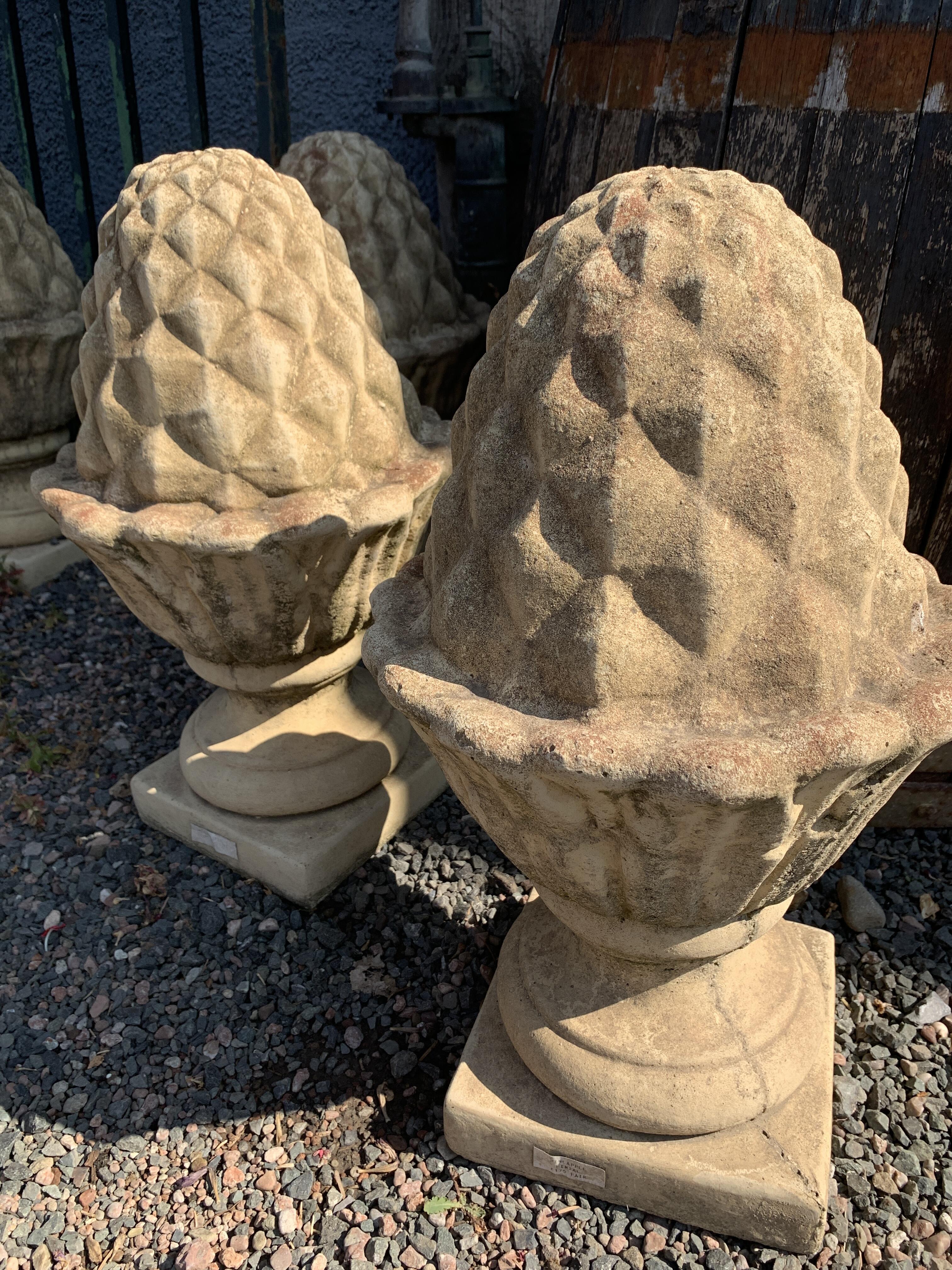 Vintage Pair of Pineapple Stone Finials