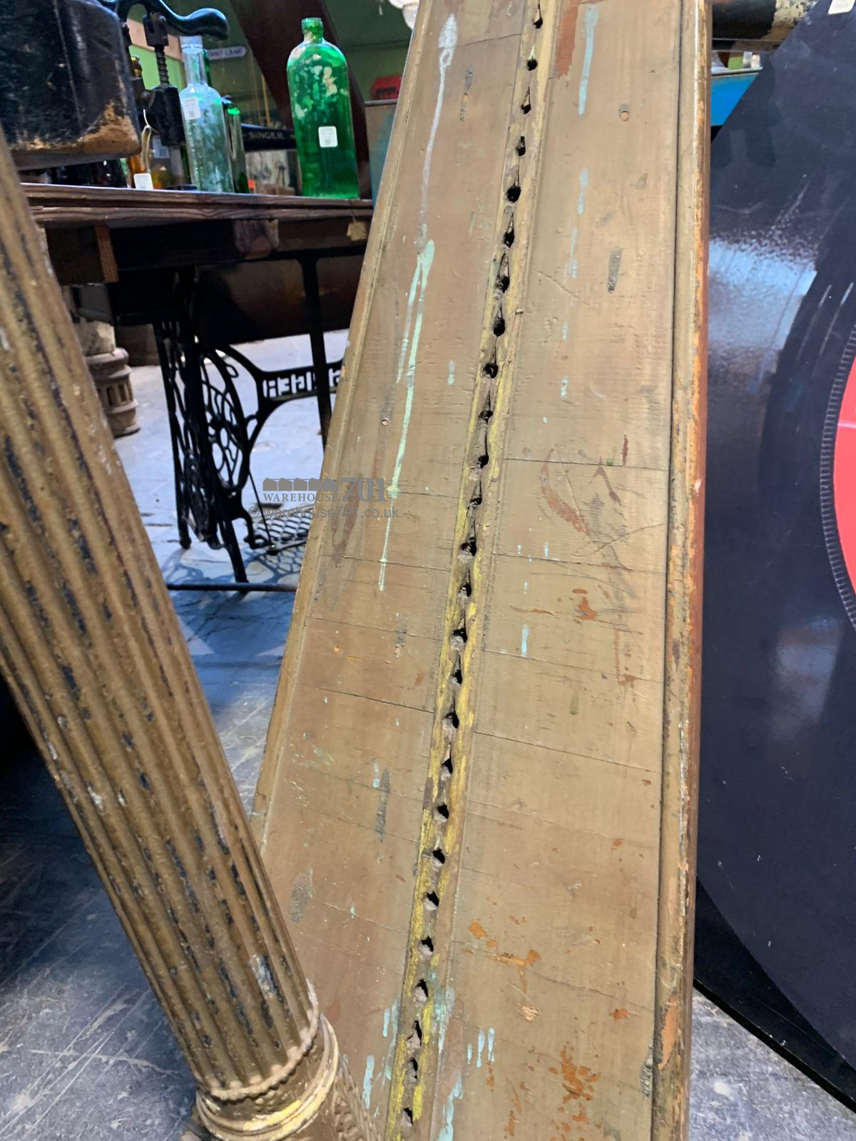 250 year old English gilded wood harp
