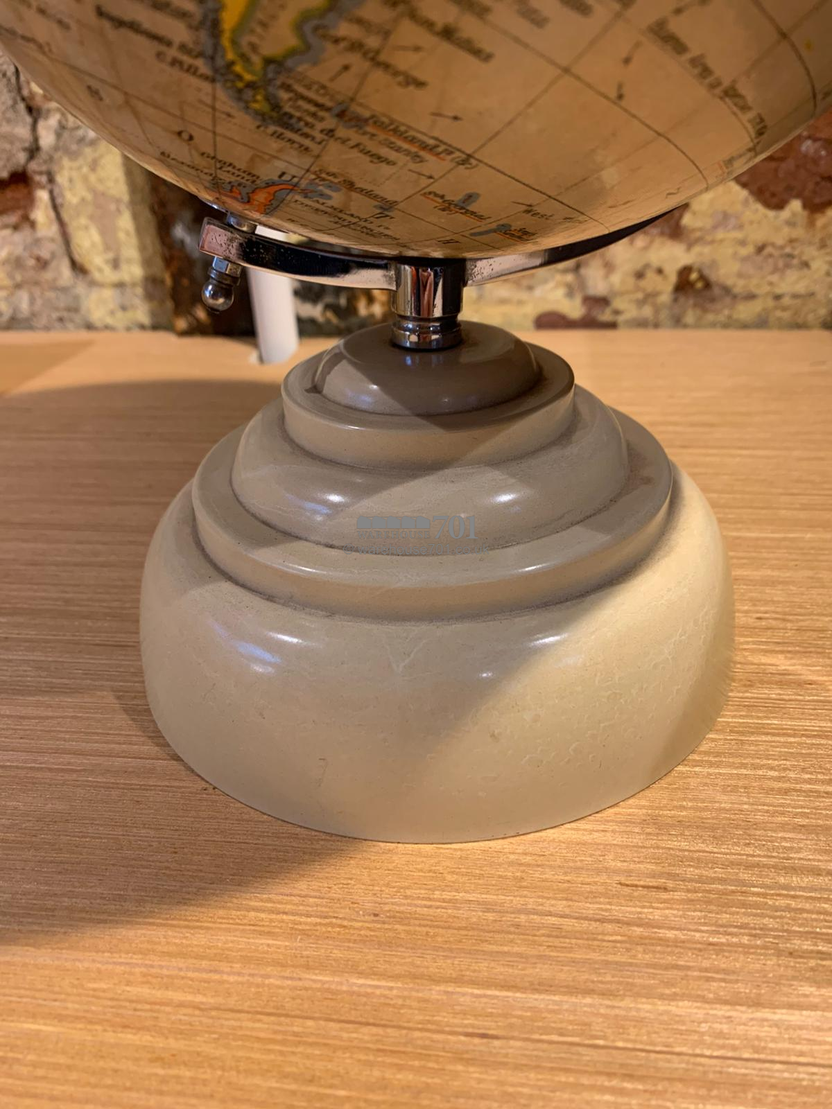 1940 8-inch chrome globe on a Bakelite base