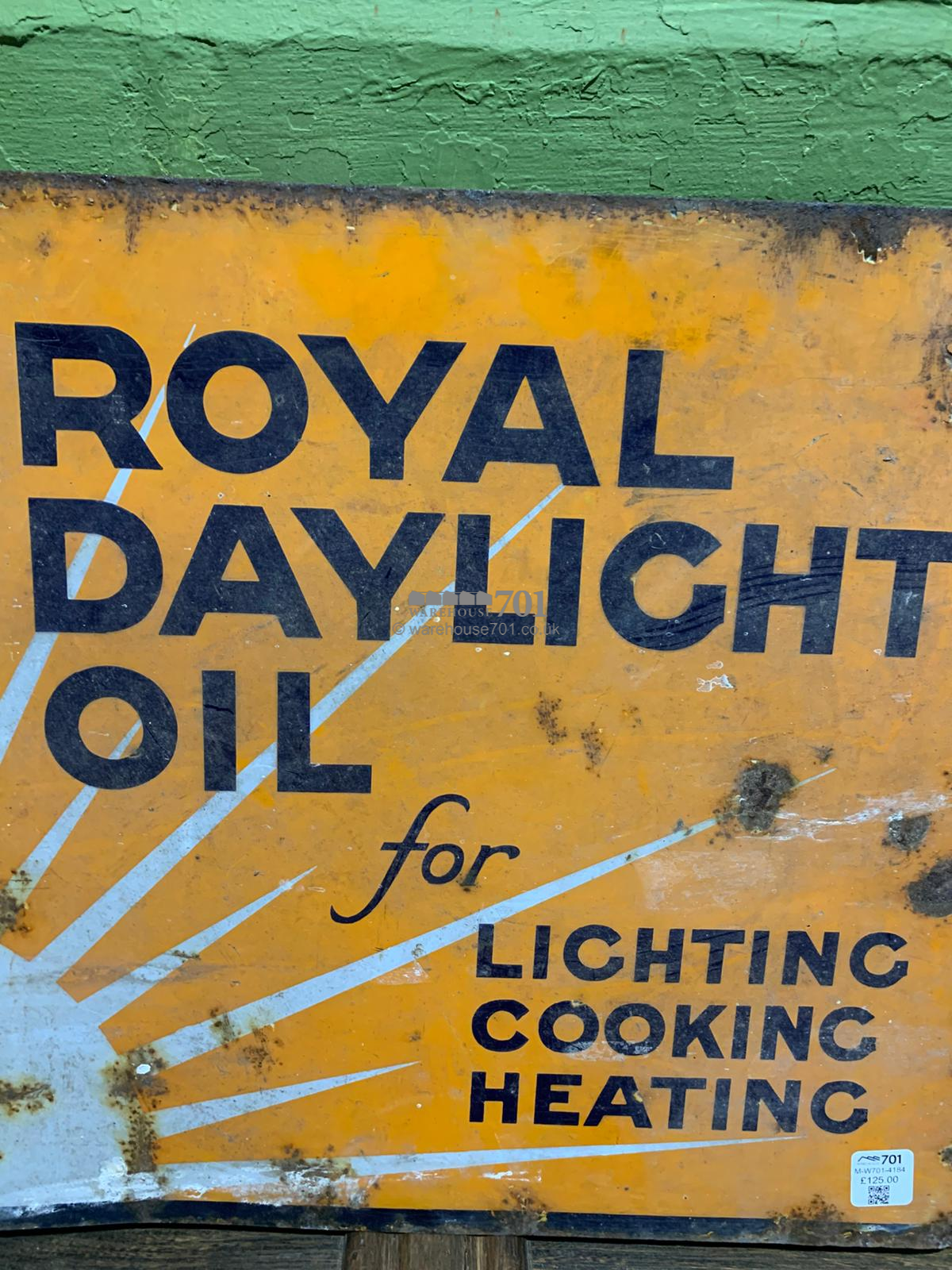 Vintage tin enamel Royal Daylight Oil sign