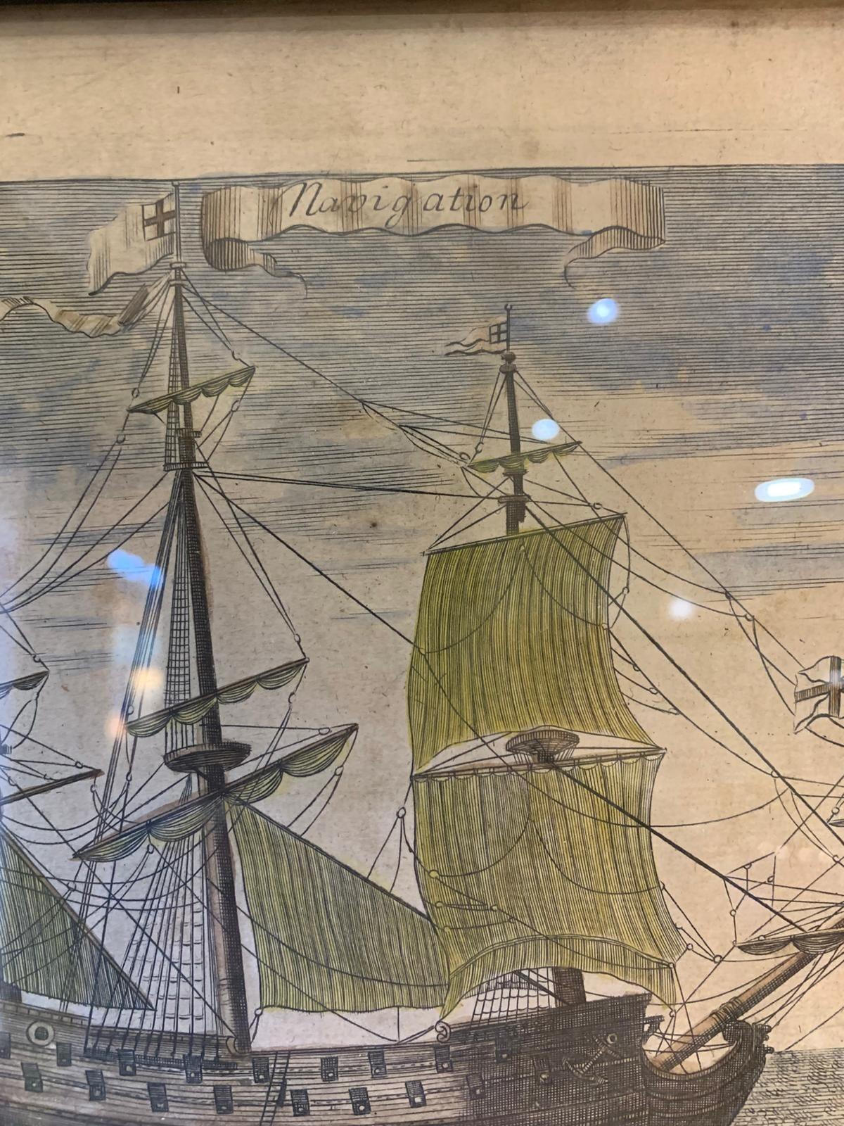 17th Century Navigation engraving by R Blome