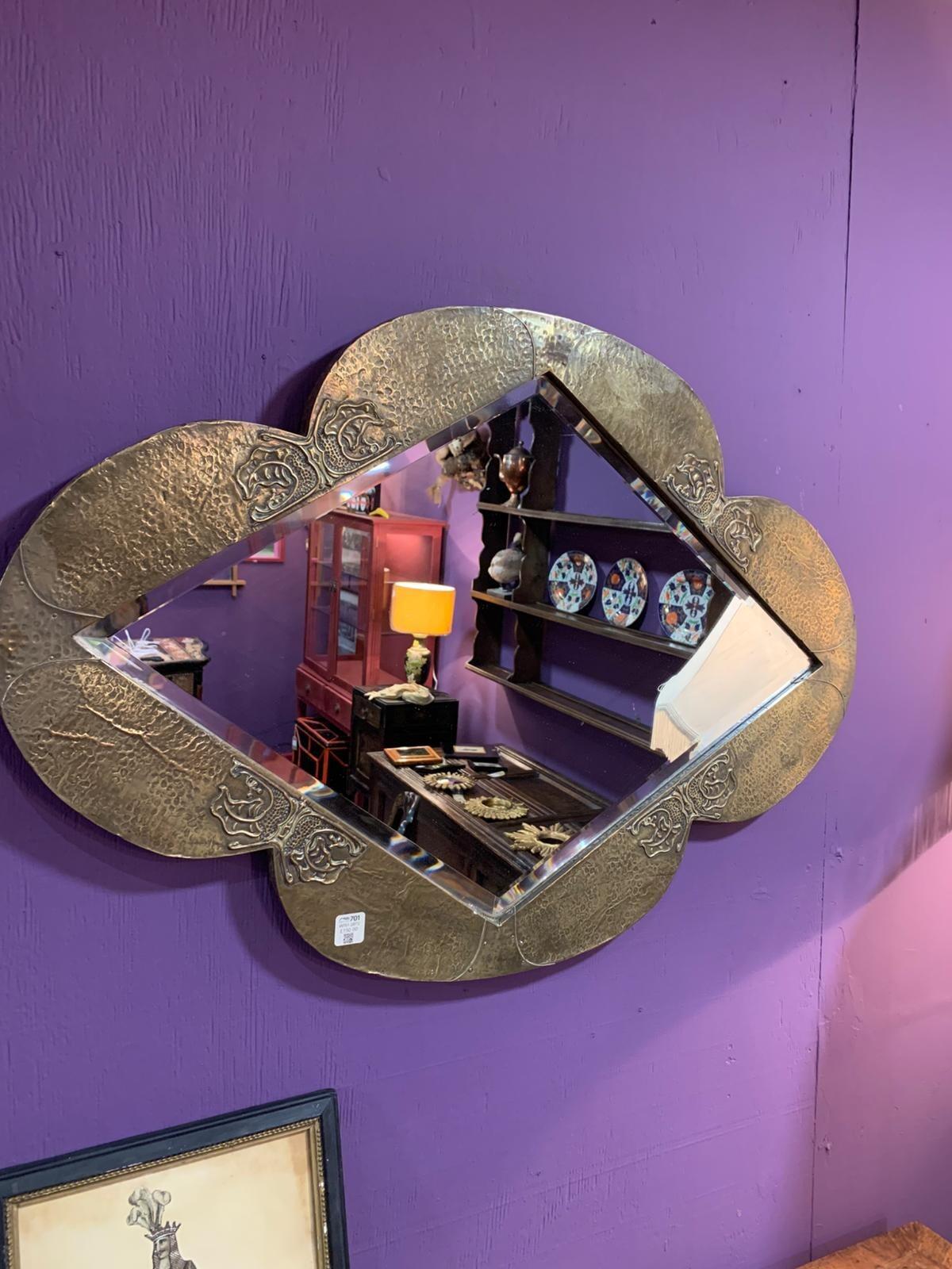 Brass quatrefoil mirror