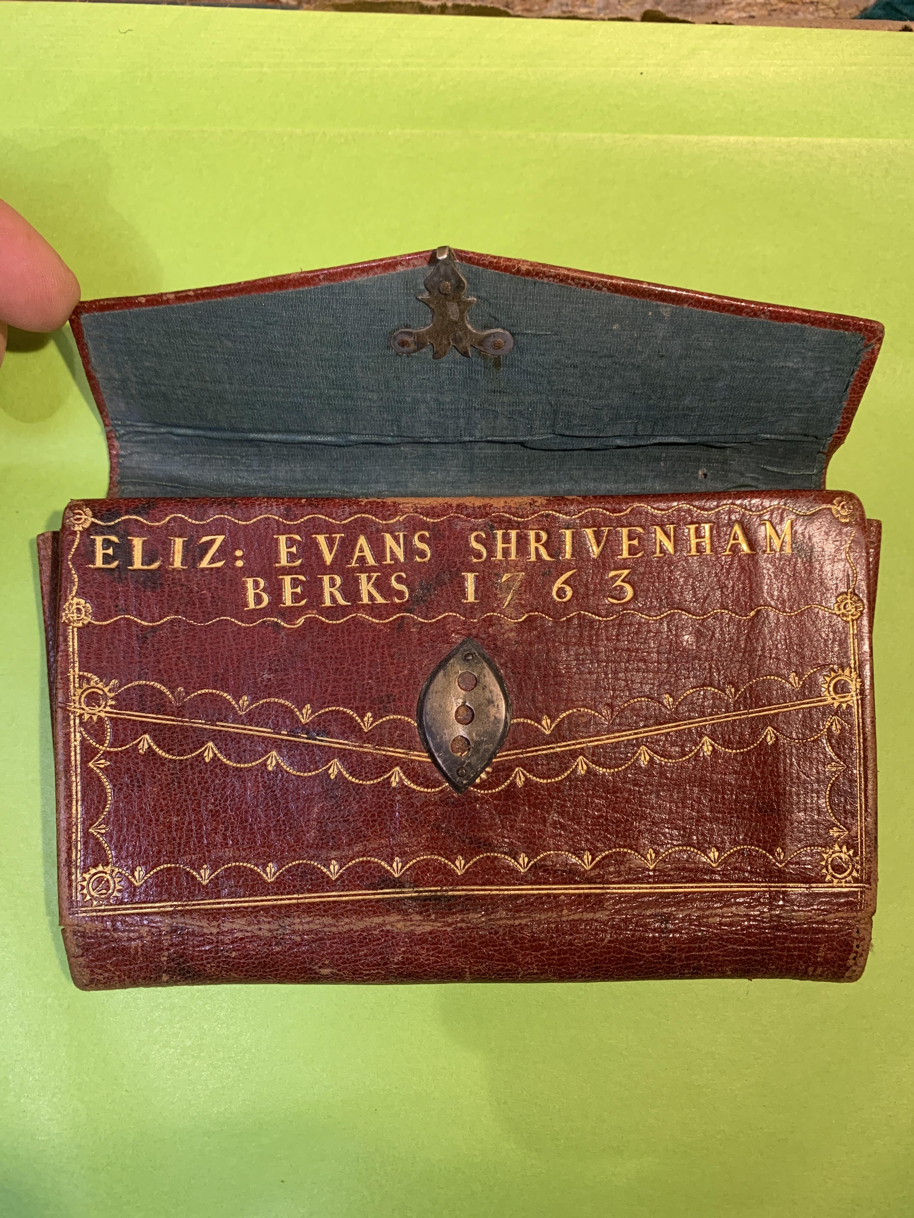 18th Century Moroccan Leather Purse, 1763