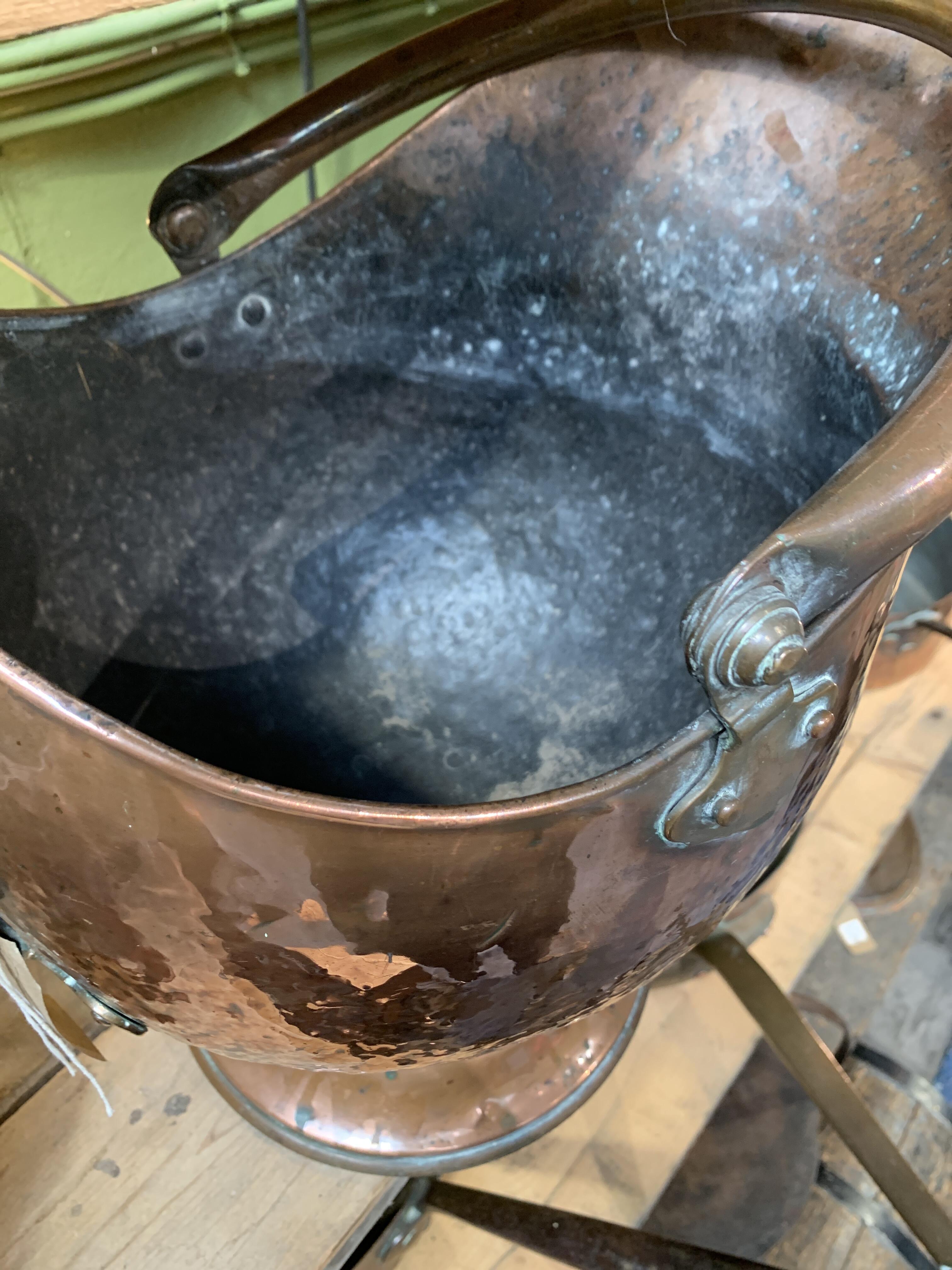 Antique Copper Coal Scuttle with Patina