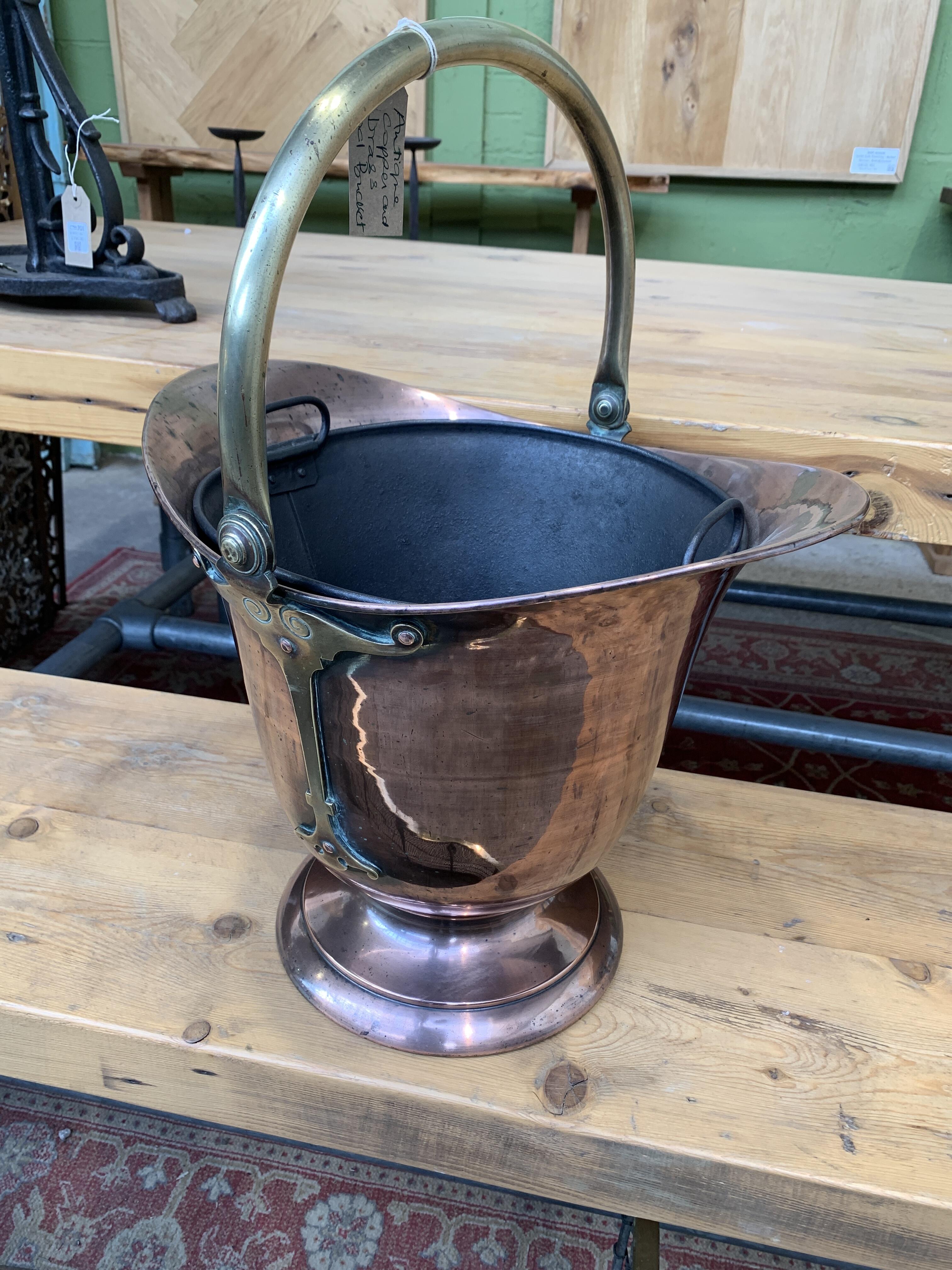 Antique Copper & Brass Coal Bucket