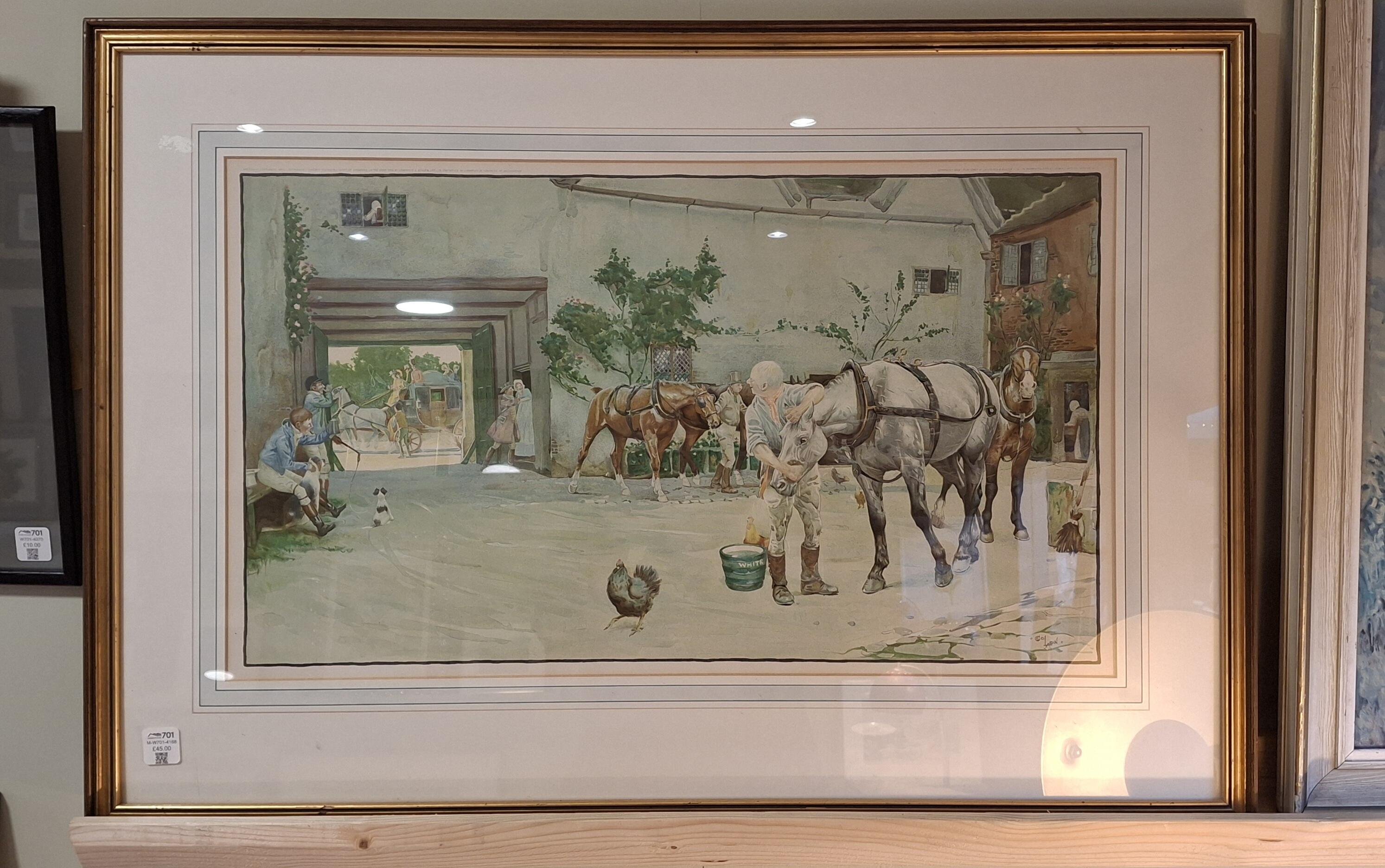 Vintage Cecil Aldin Coaching Print OAK541