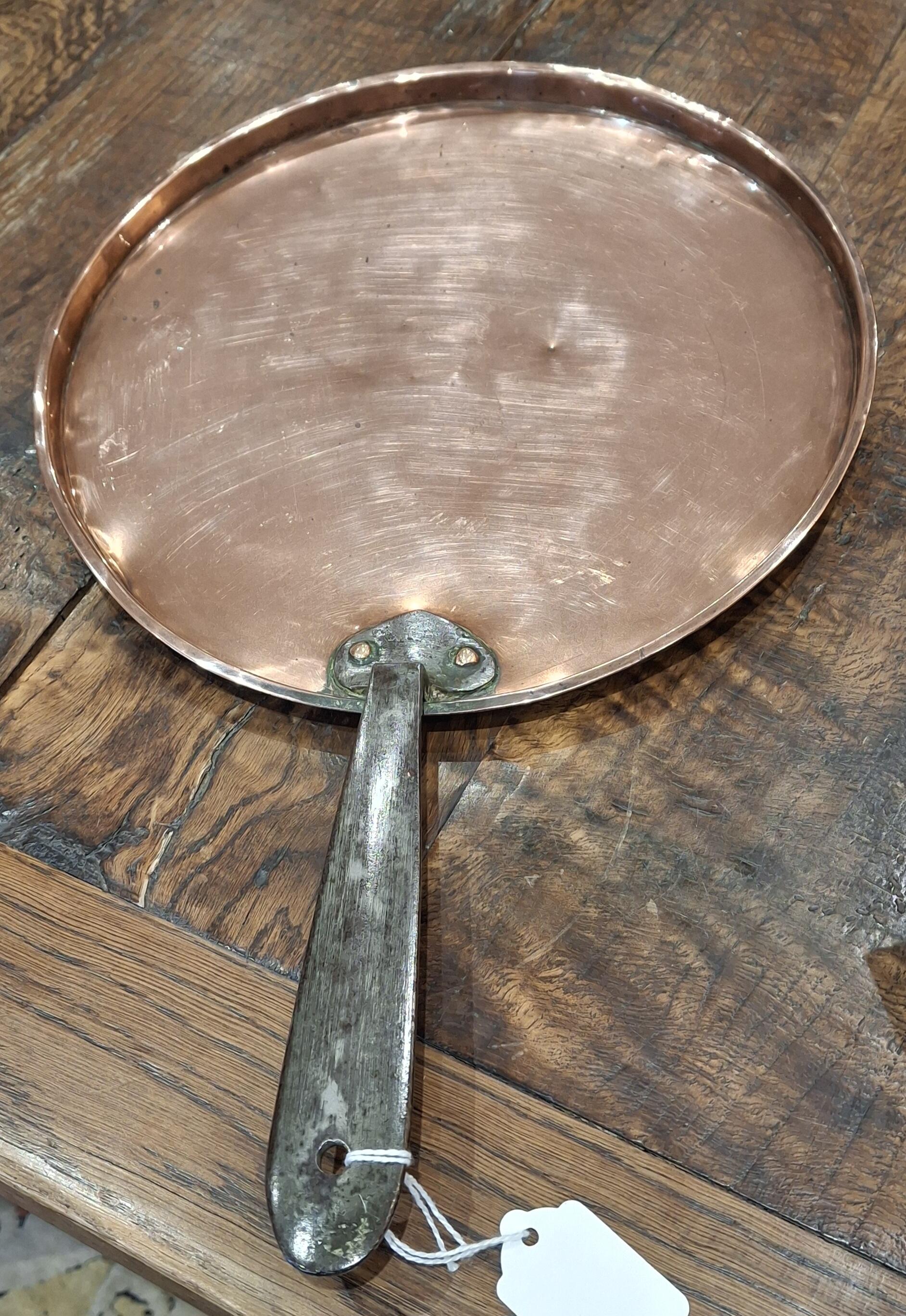 Antique Copper Saucepan Lid with Handle