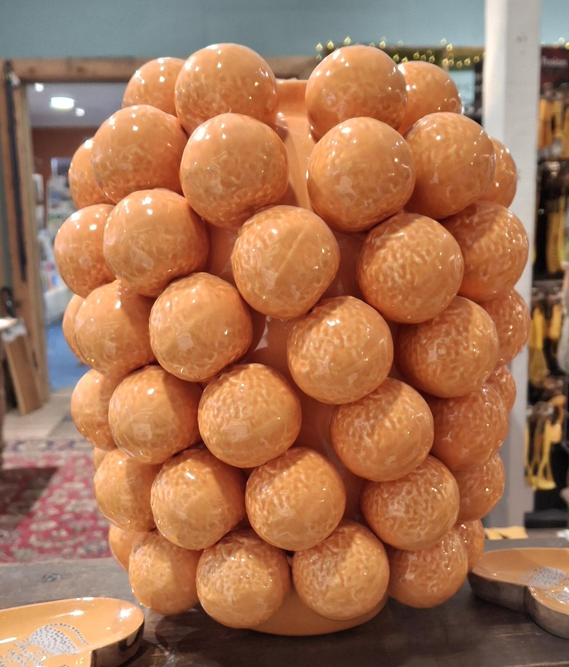 Extra Large Multi Orange Textured Vase