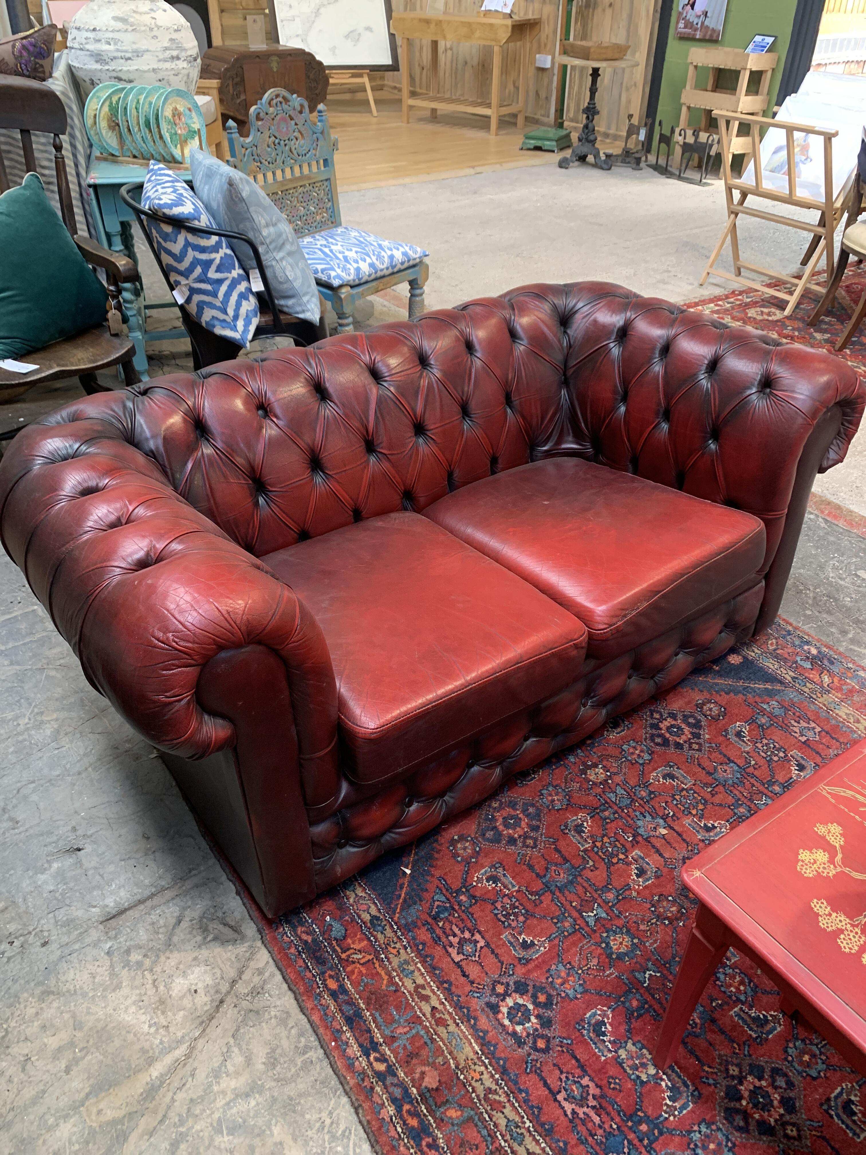 Vintage Red 2 Seat Chesterfield Sofa