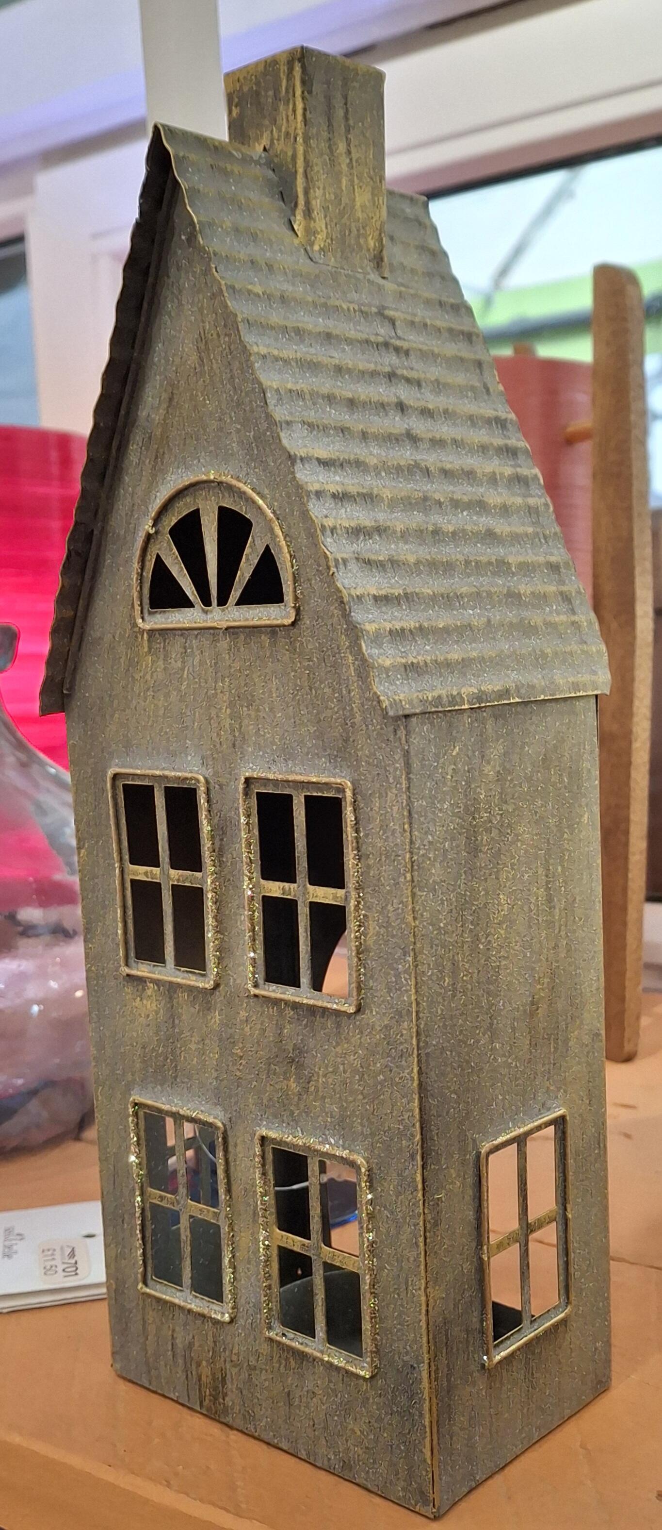 Large Nordic House Tealight Holder - Rustic Charm