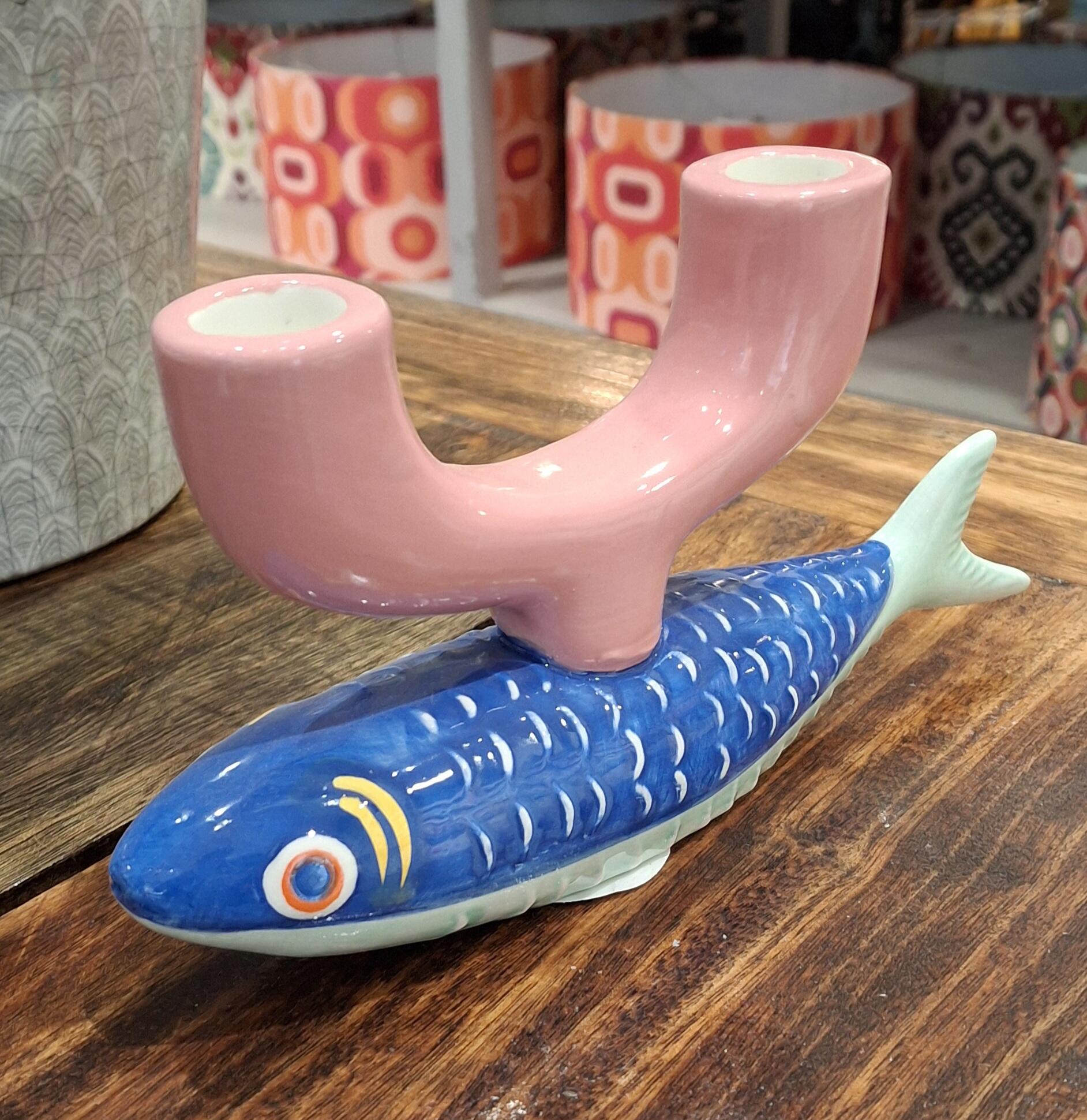 Vintage Ceramic Fish Candle Holder