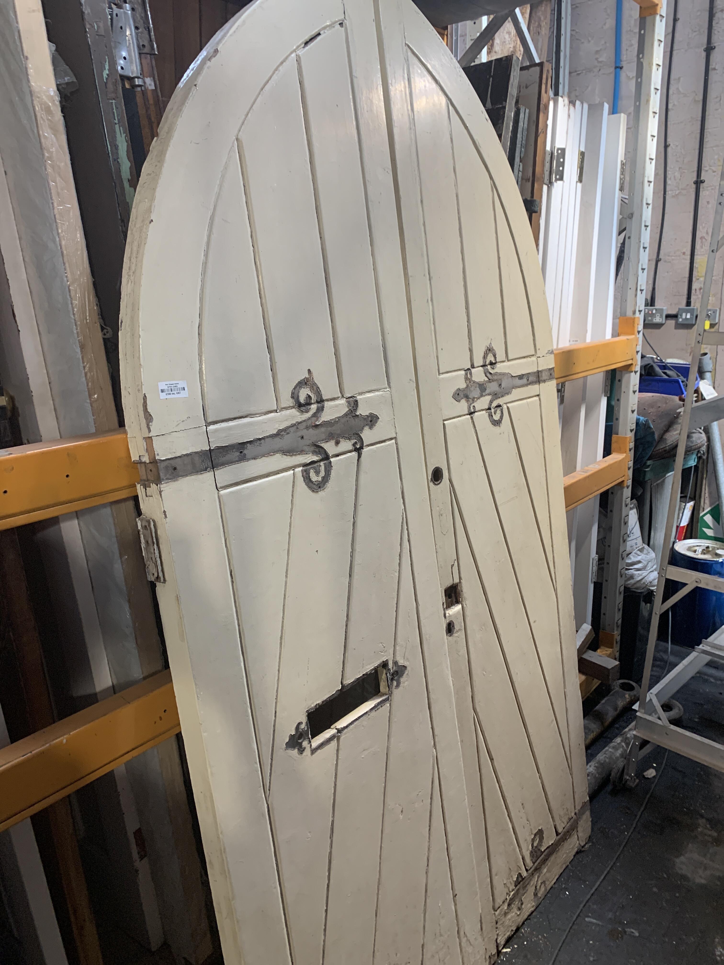 Reclaimed White Painted Arched Chapel Doors