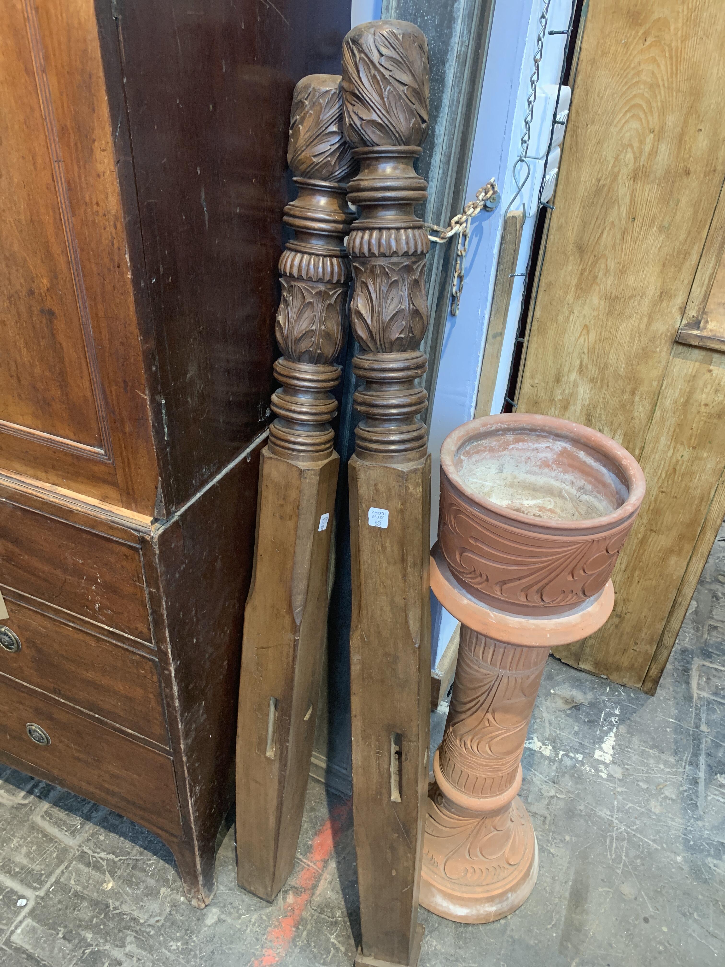 Vintage Carved Wooden Post - Ornate Design