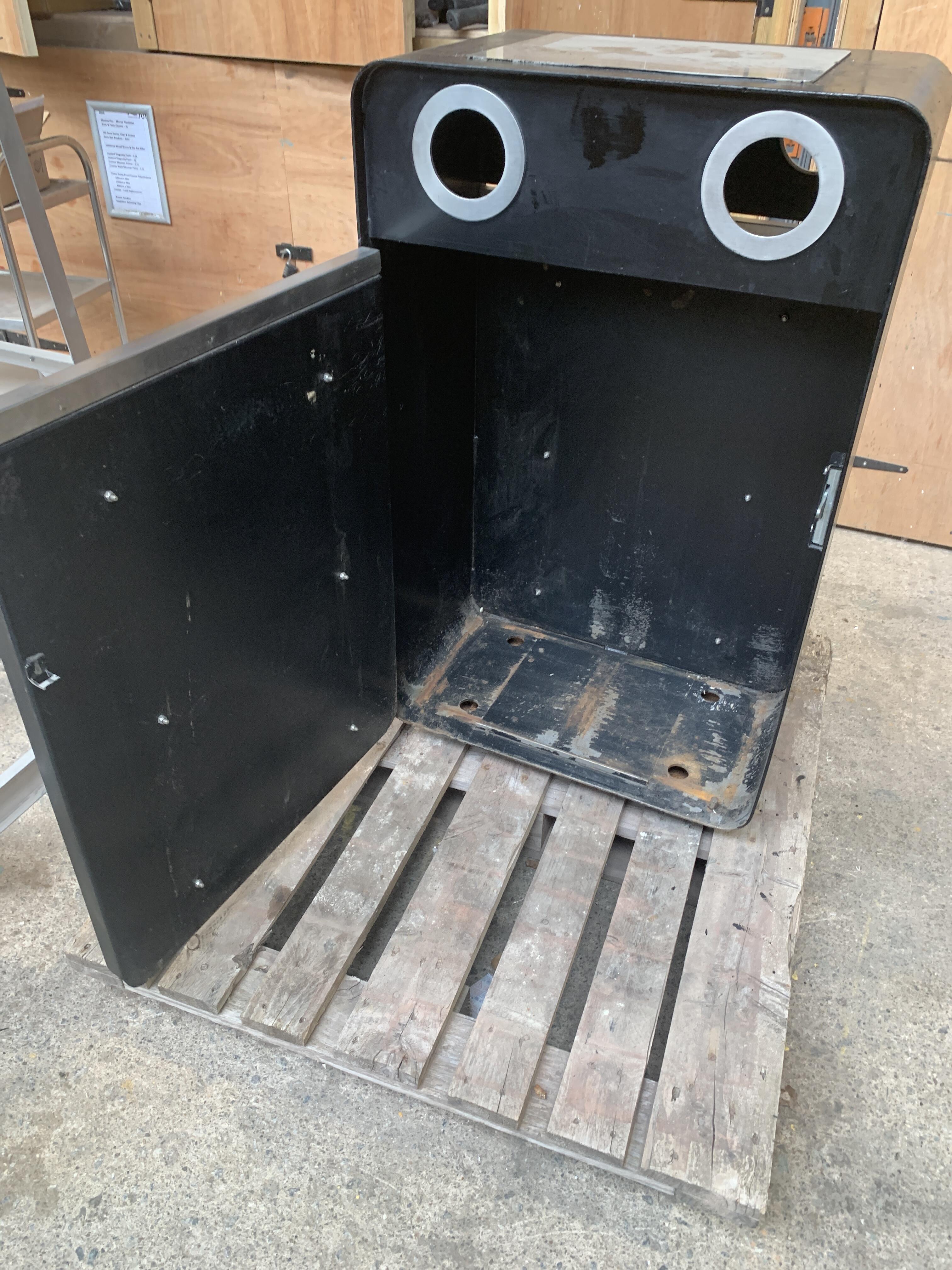 Pair of Black Galvanised Iroko Wood 'Protect' Bins
