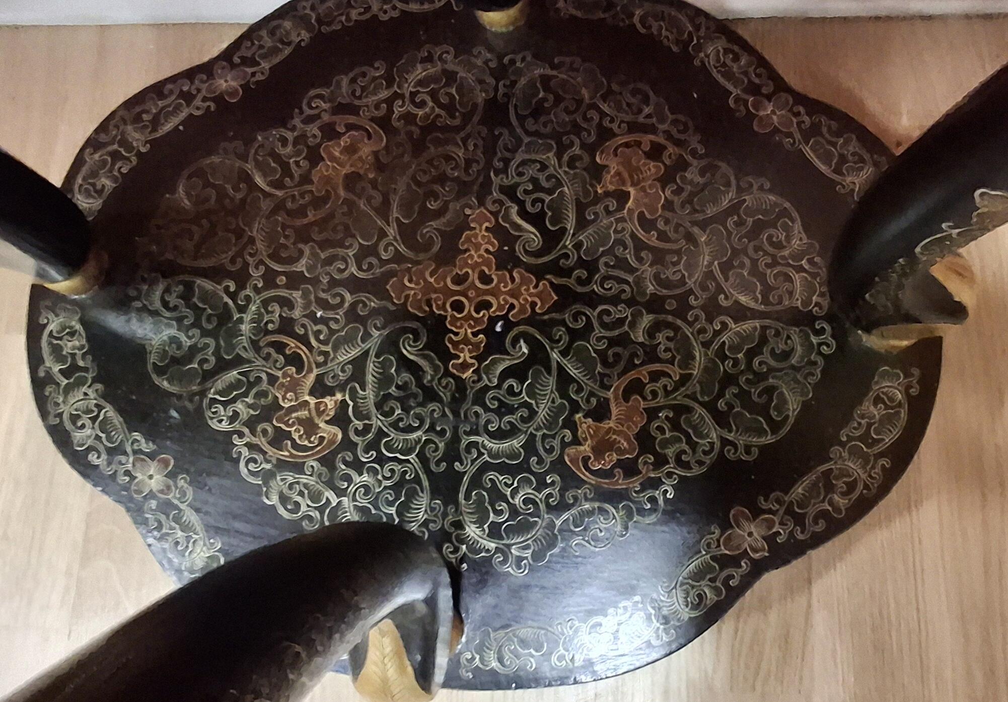 Pair Vintage Chinoiserie Table with Intricate Detailing
