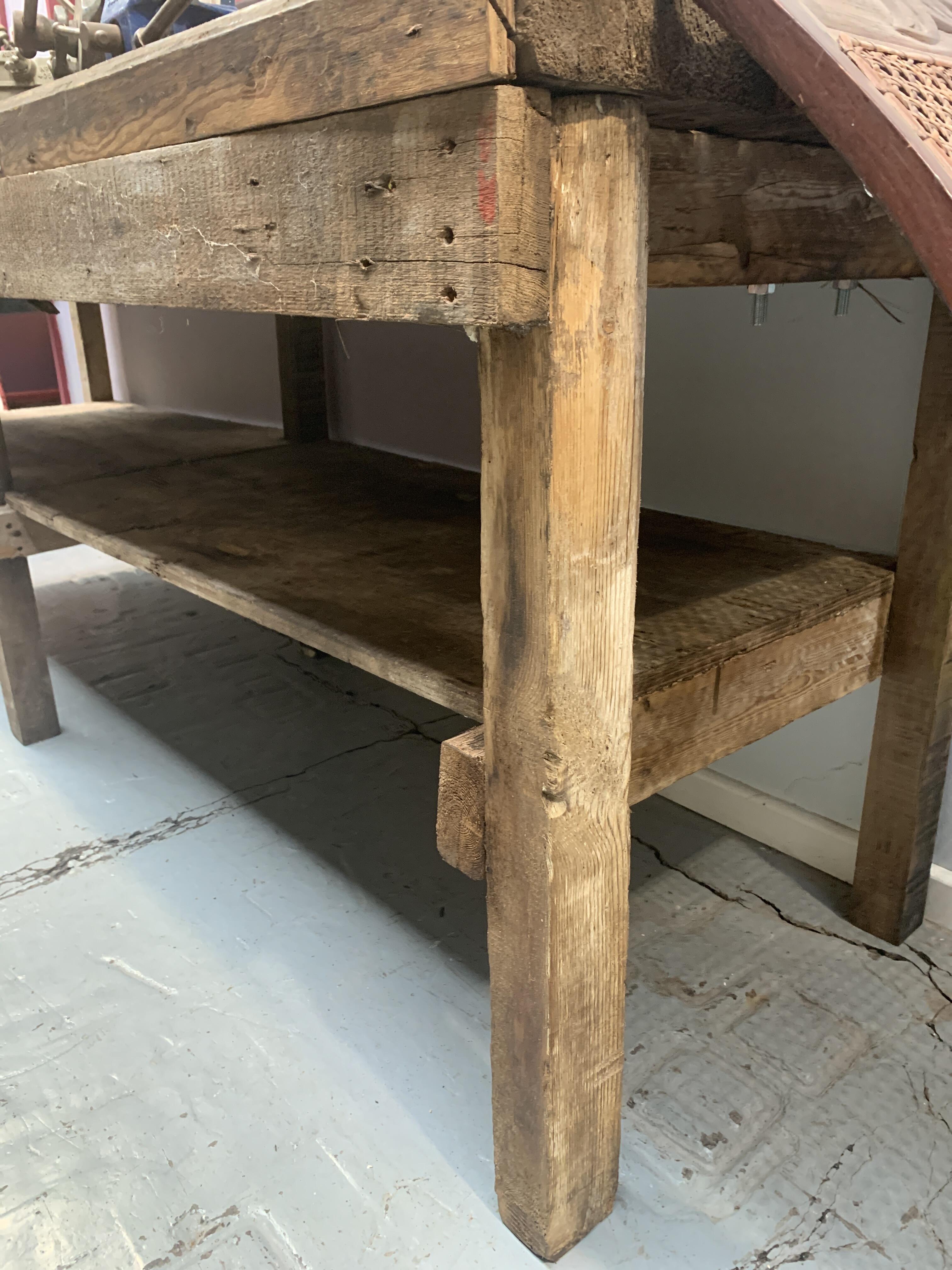Reclaimed Workbench with Sleeper Top