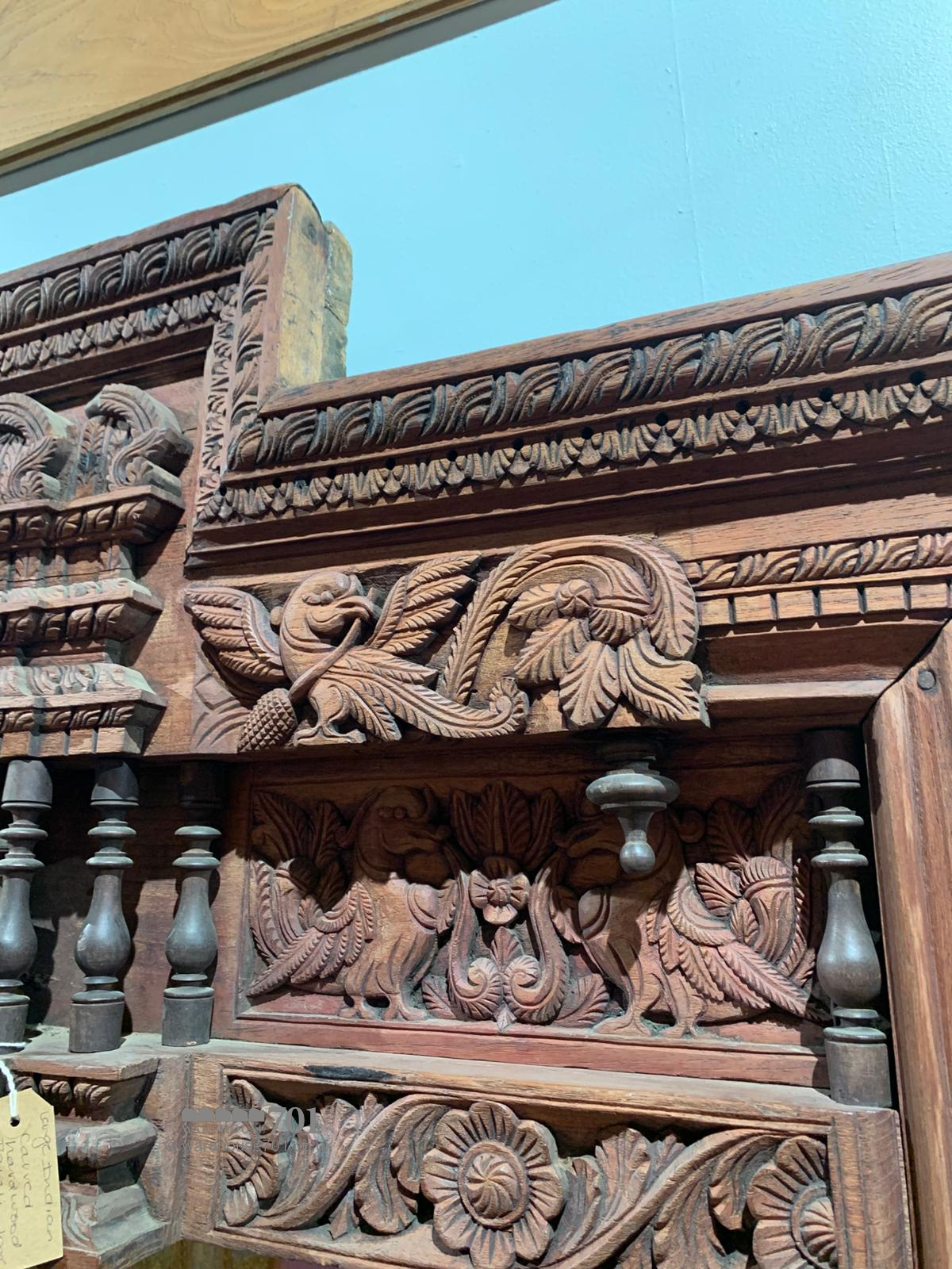 Large Indian carved hardwood Havali door frame