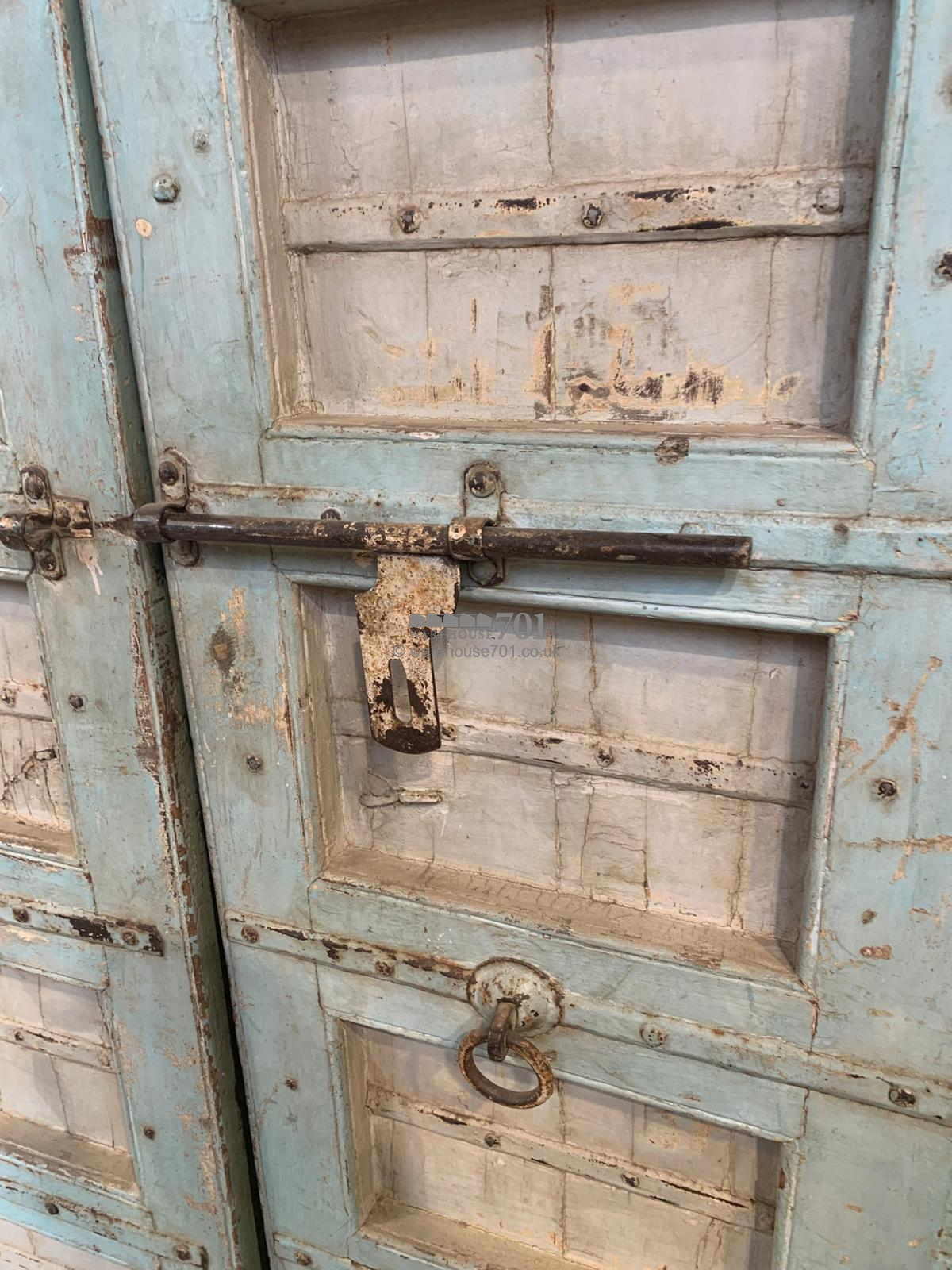 Vintage pair of large blue Pine Doors