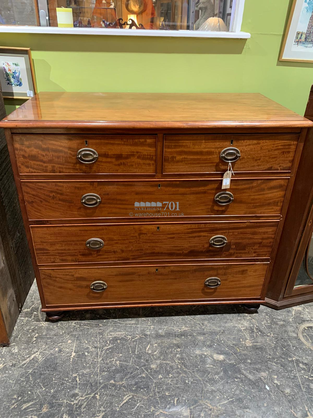 19th C mahogany chest of three drawers