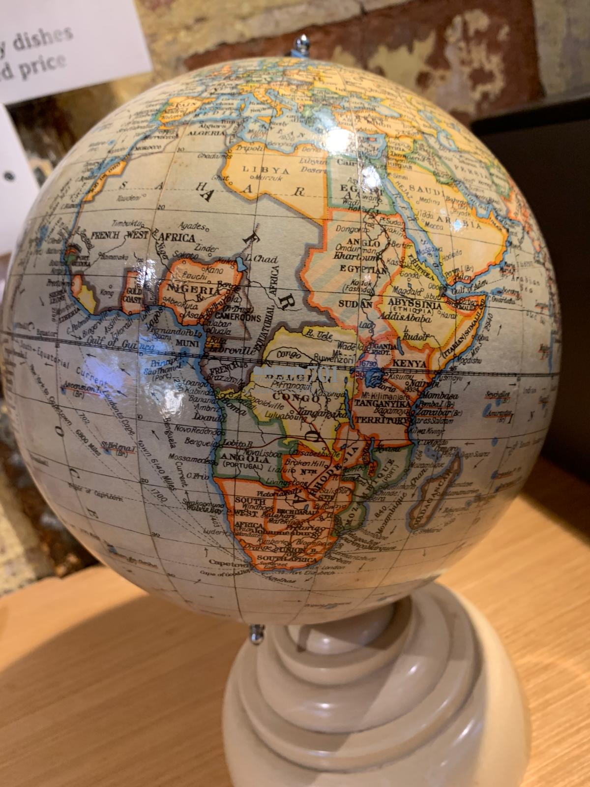 1940 8-inch chrome globe on a Bakelite base