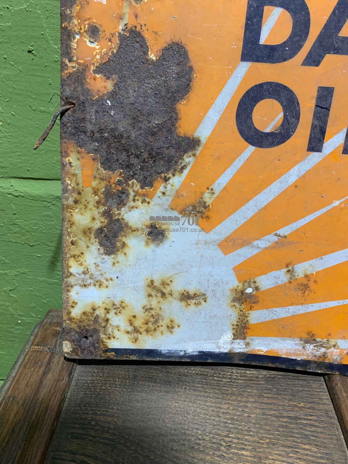 Vintage tin enamel Royal Daylight Oil sign