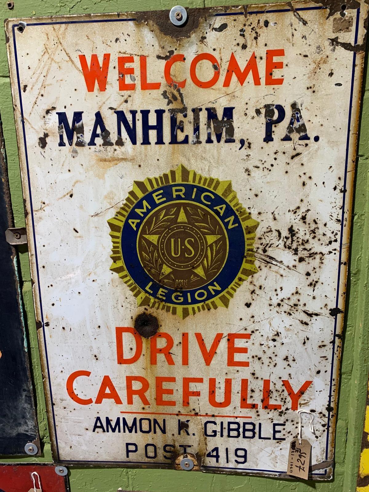 Metal welcome to Manheim PA sign