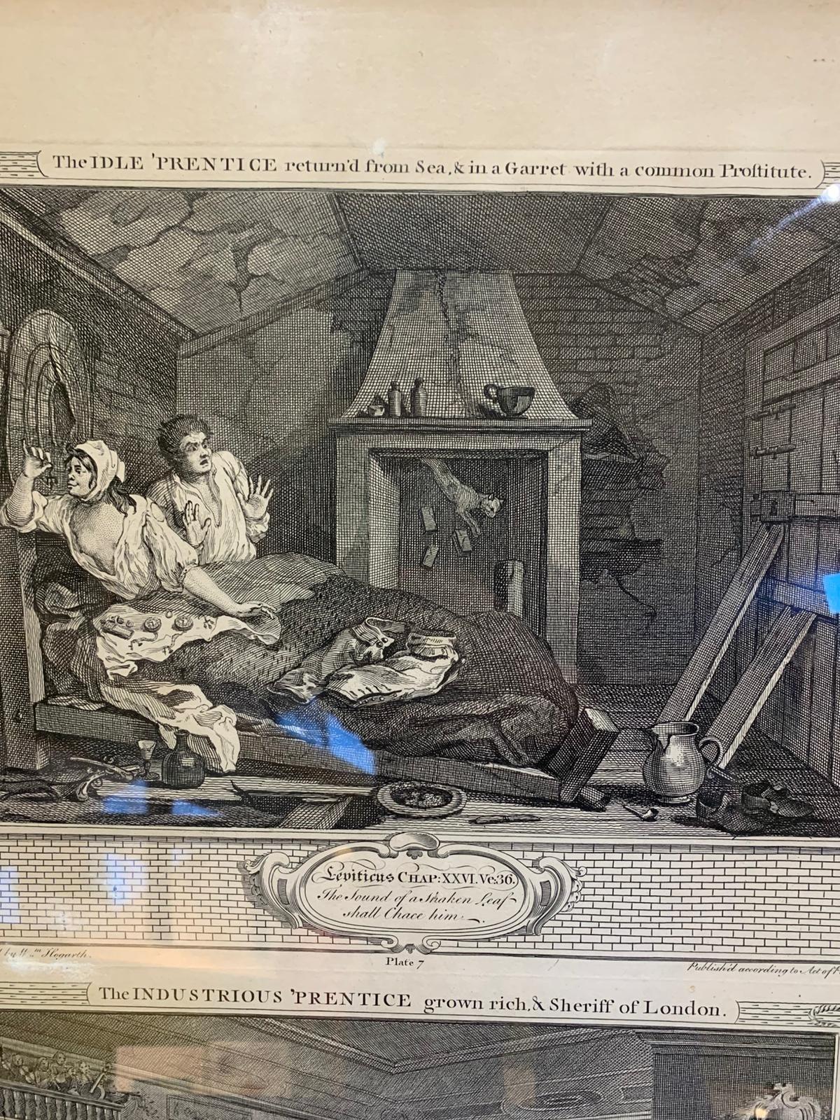 Antique Hogarth prints Industrious and idle 'prentice - sold separately